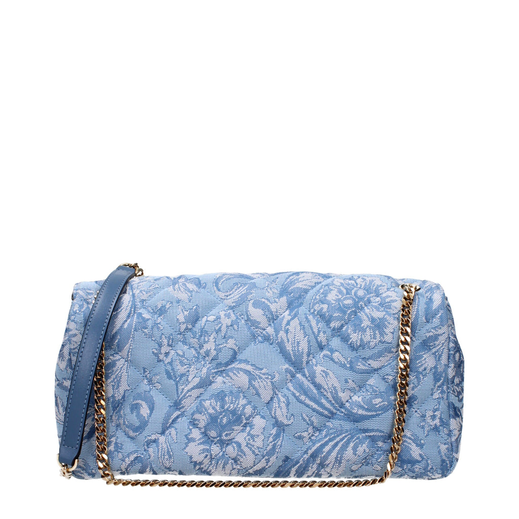 Versace Light Blue Fabric Crossbody Bags