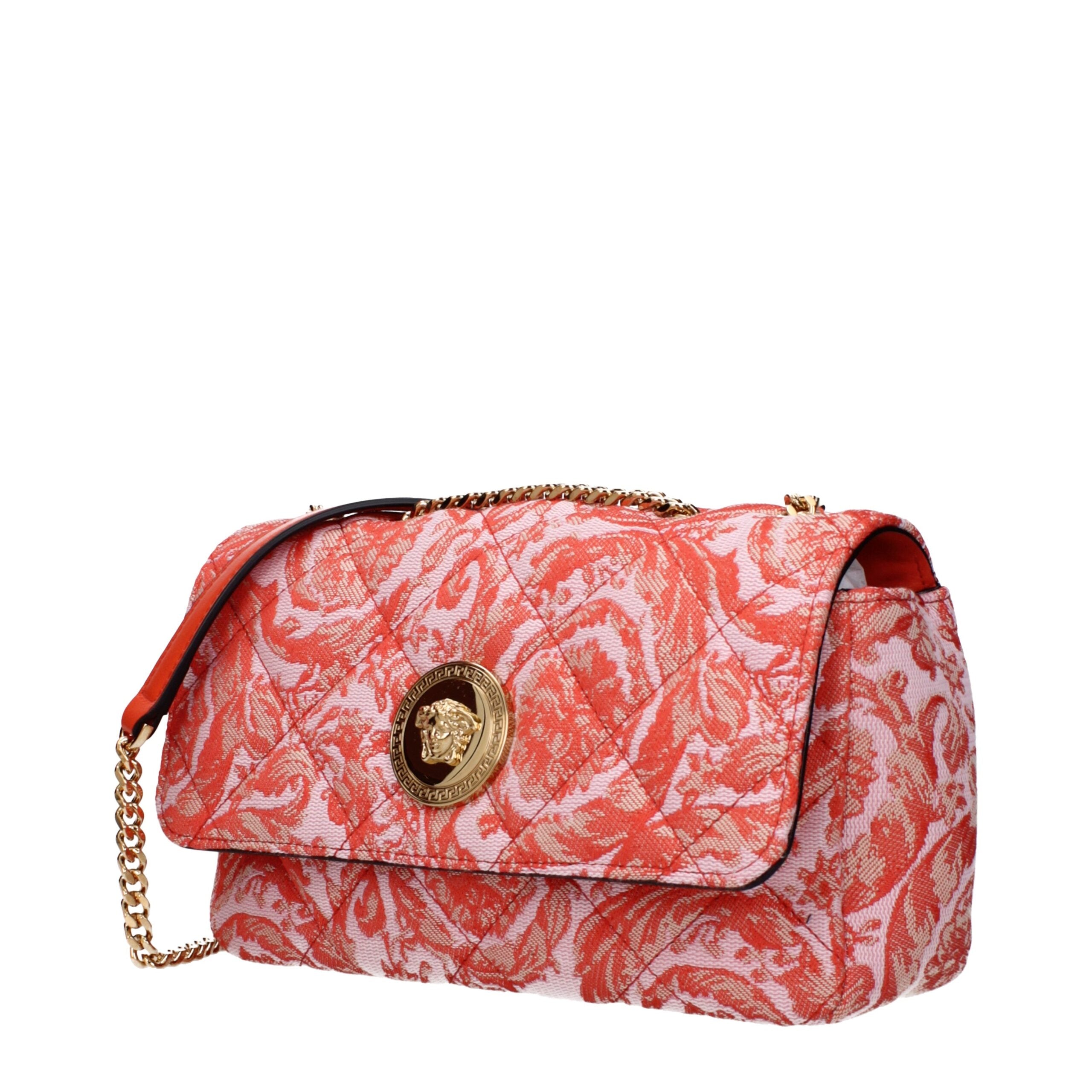 Versace Orange Fabric Crossbody Bags