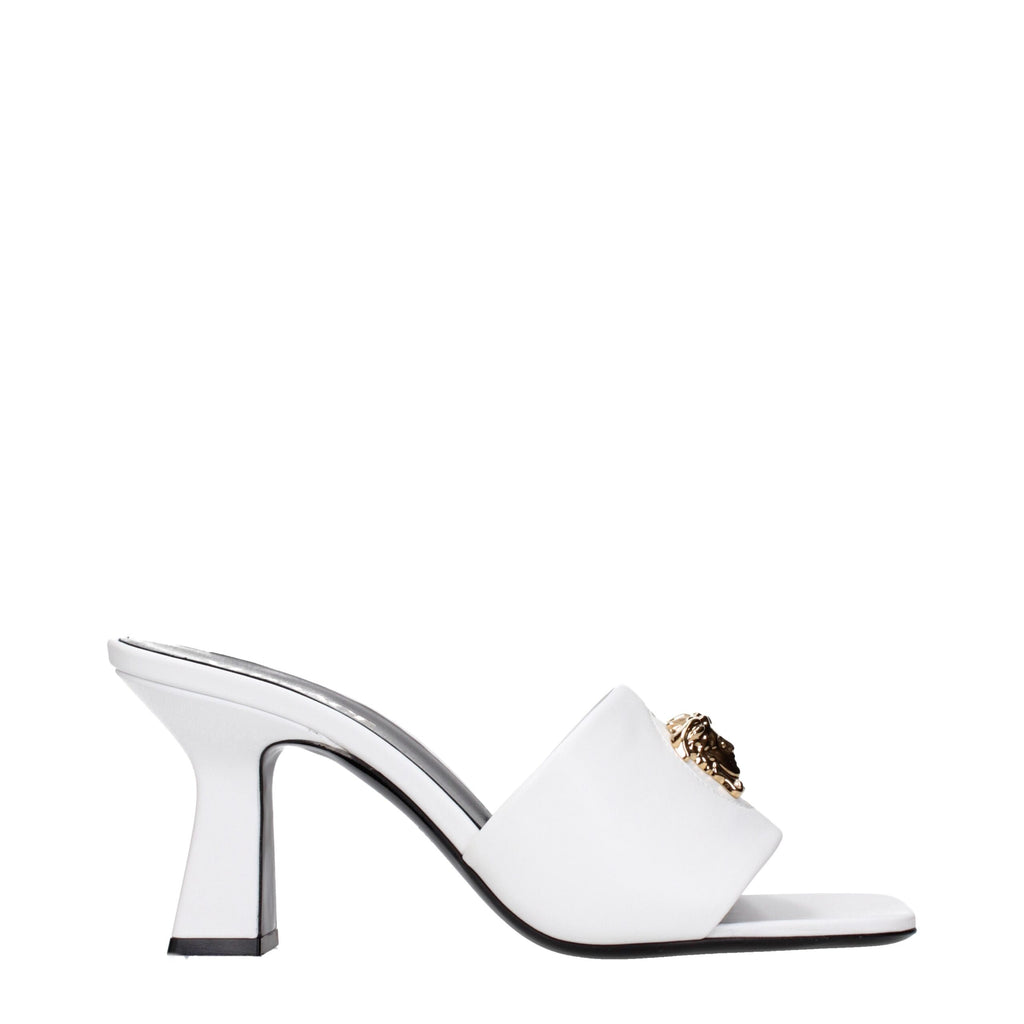 Versace White Leather Stiletto Heels Sandals