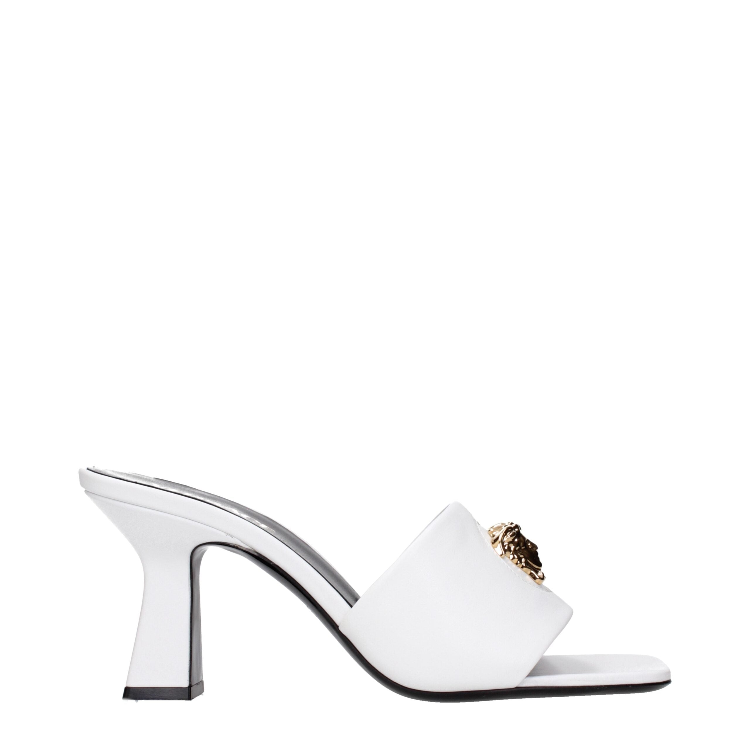 Versace White Leather Stiletto Heels Sandals