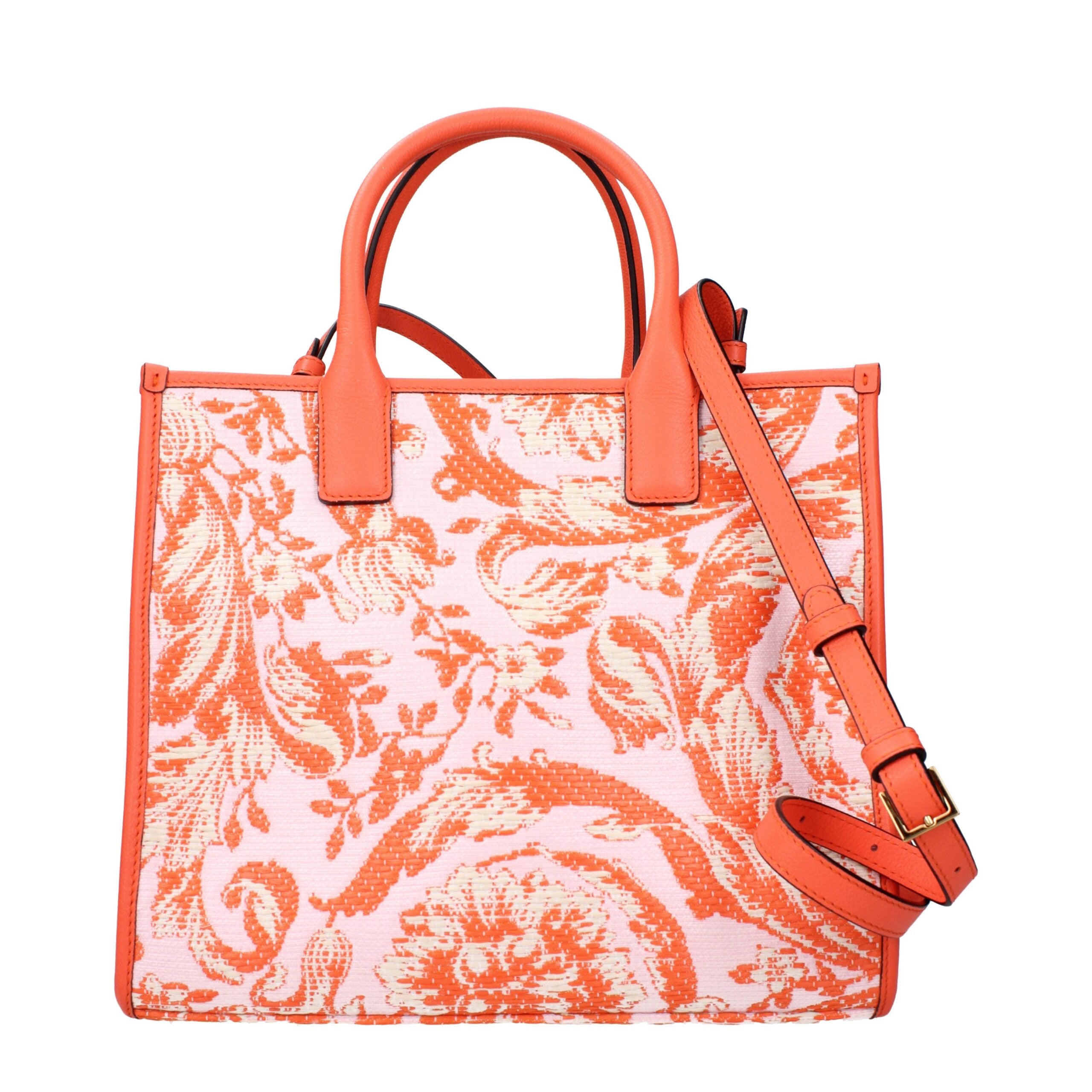 Versace Orange Fabric Handbags