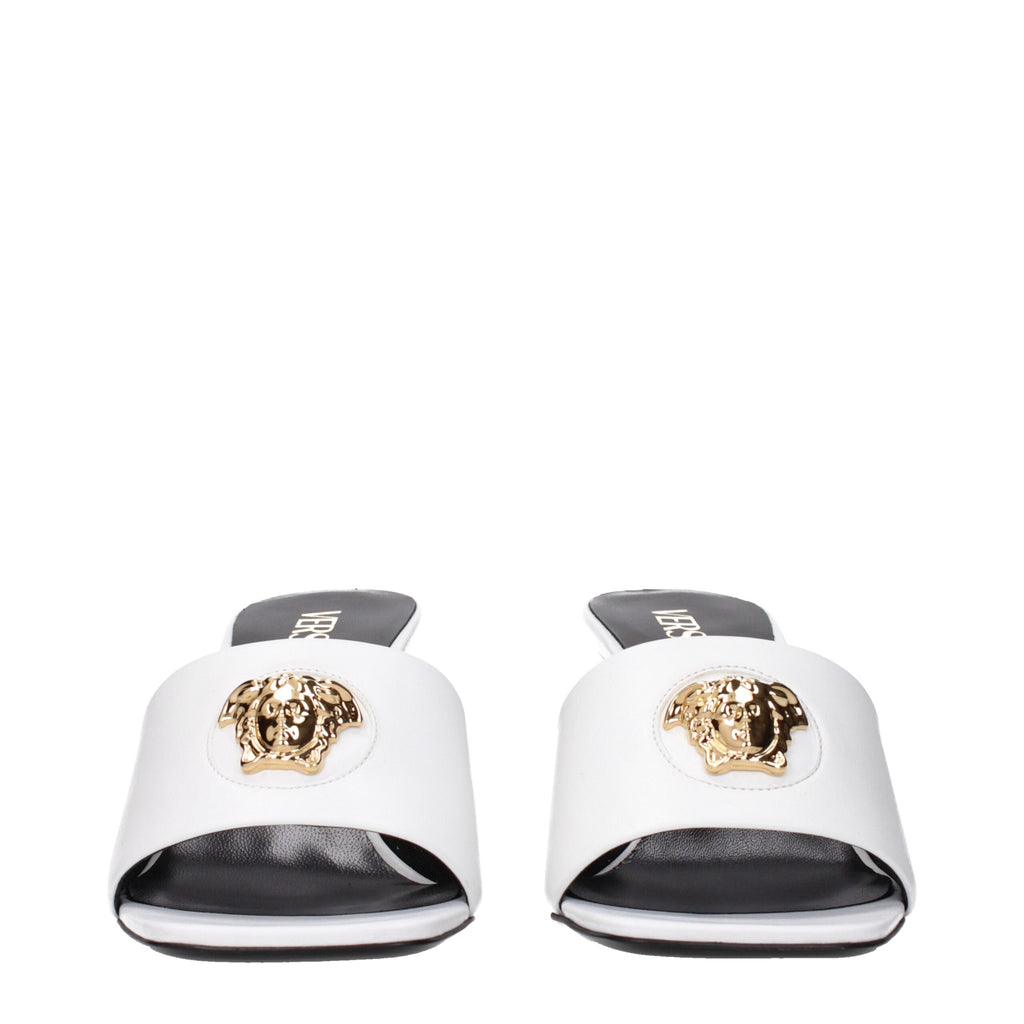 Versace White Leather Stiletto Heels Sandals