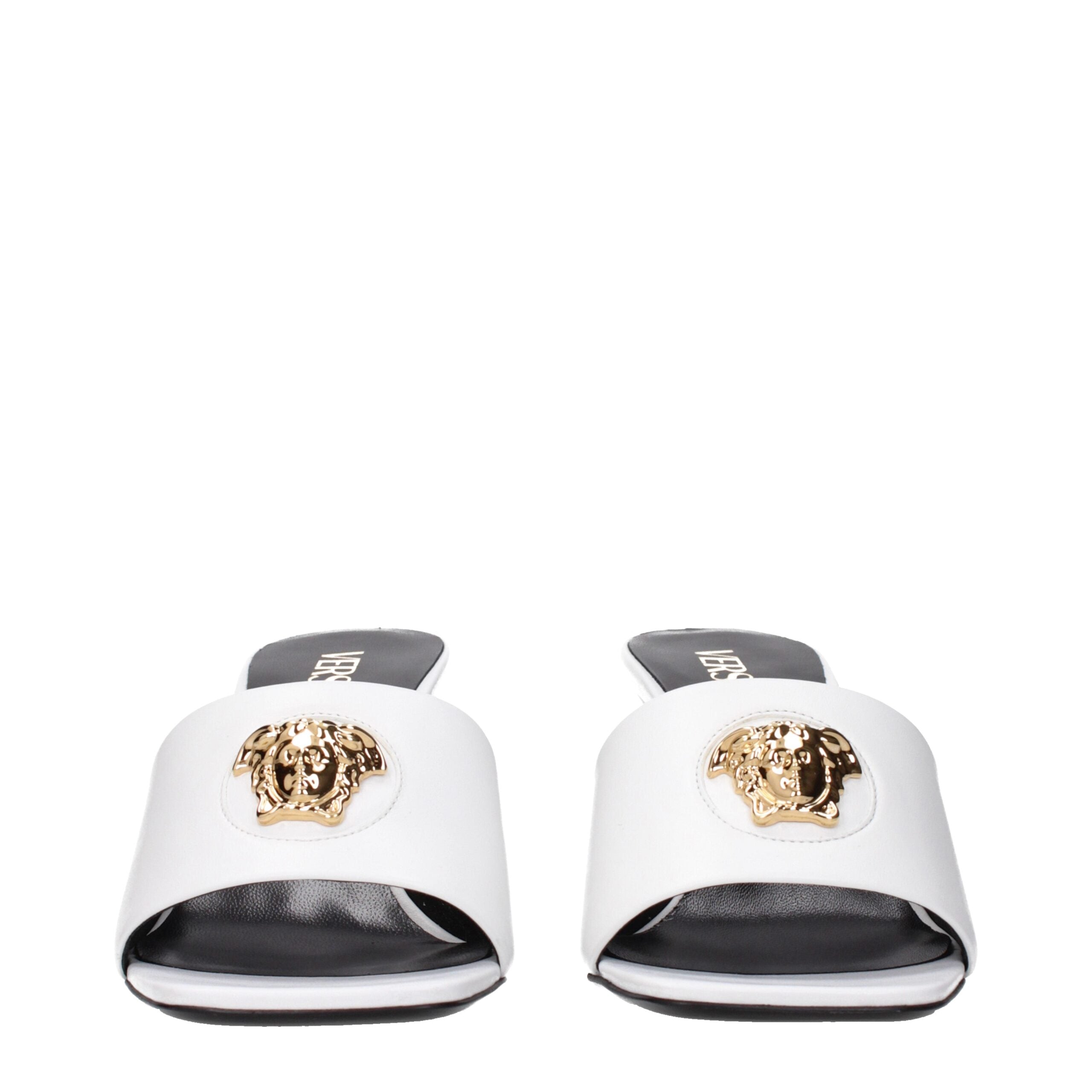 Versace White Leather Stiletto Heels Sandals