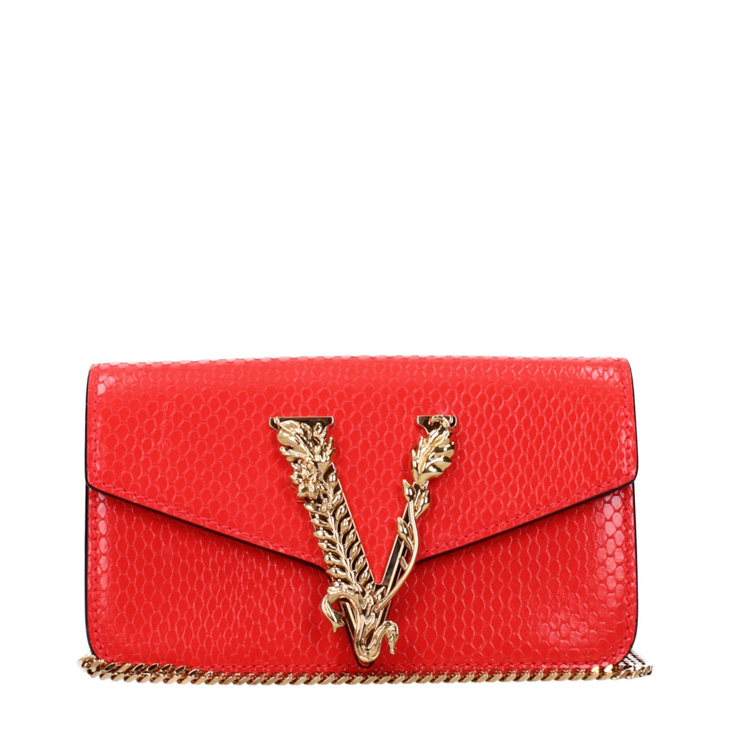 Versace Red Leather Clutch Bags