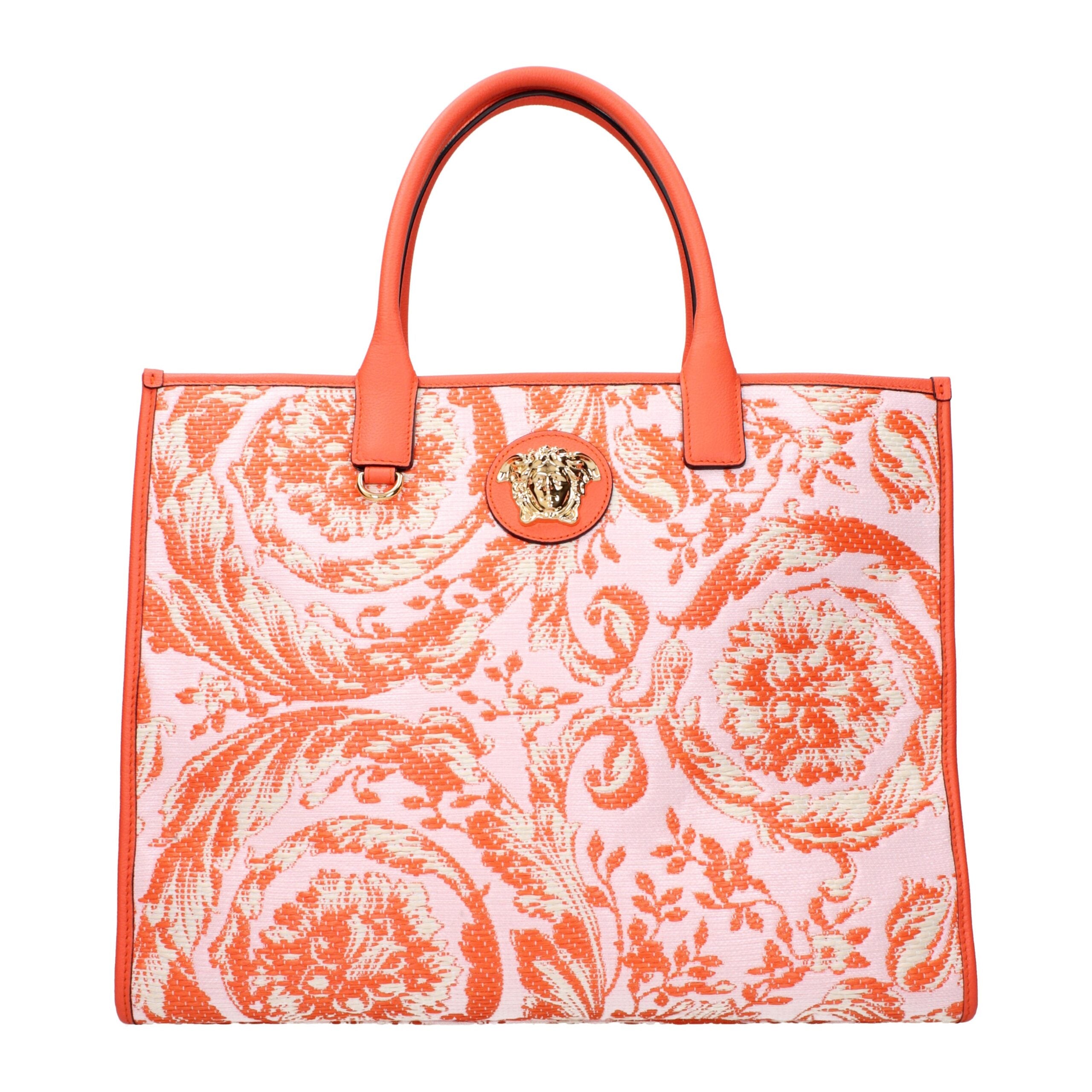 Versace Orange Fabric Shoulder Bags