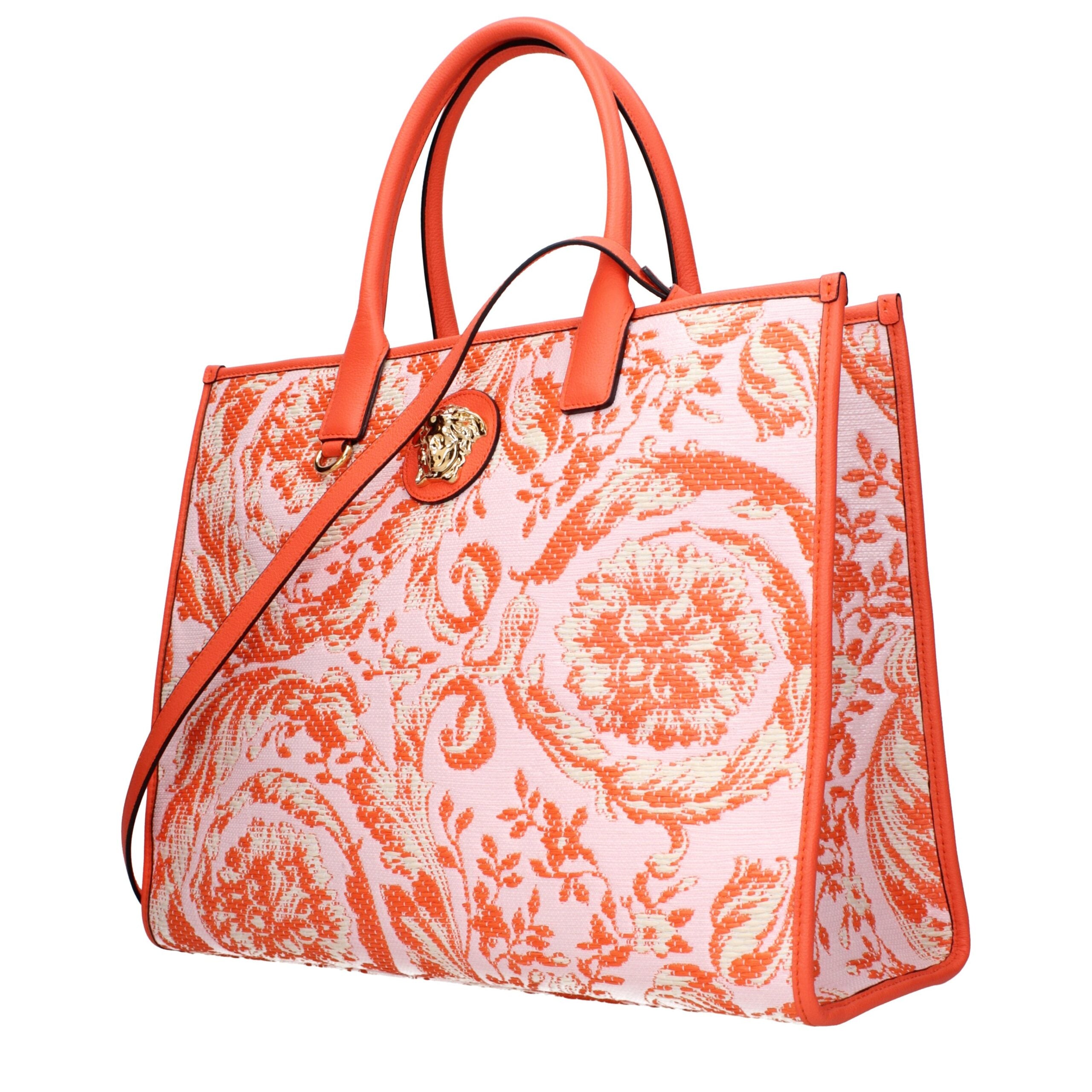 Versace Orange Fabric Shoulder Bags