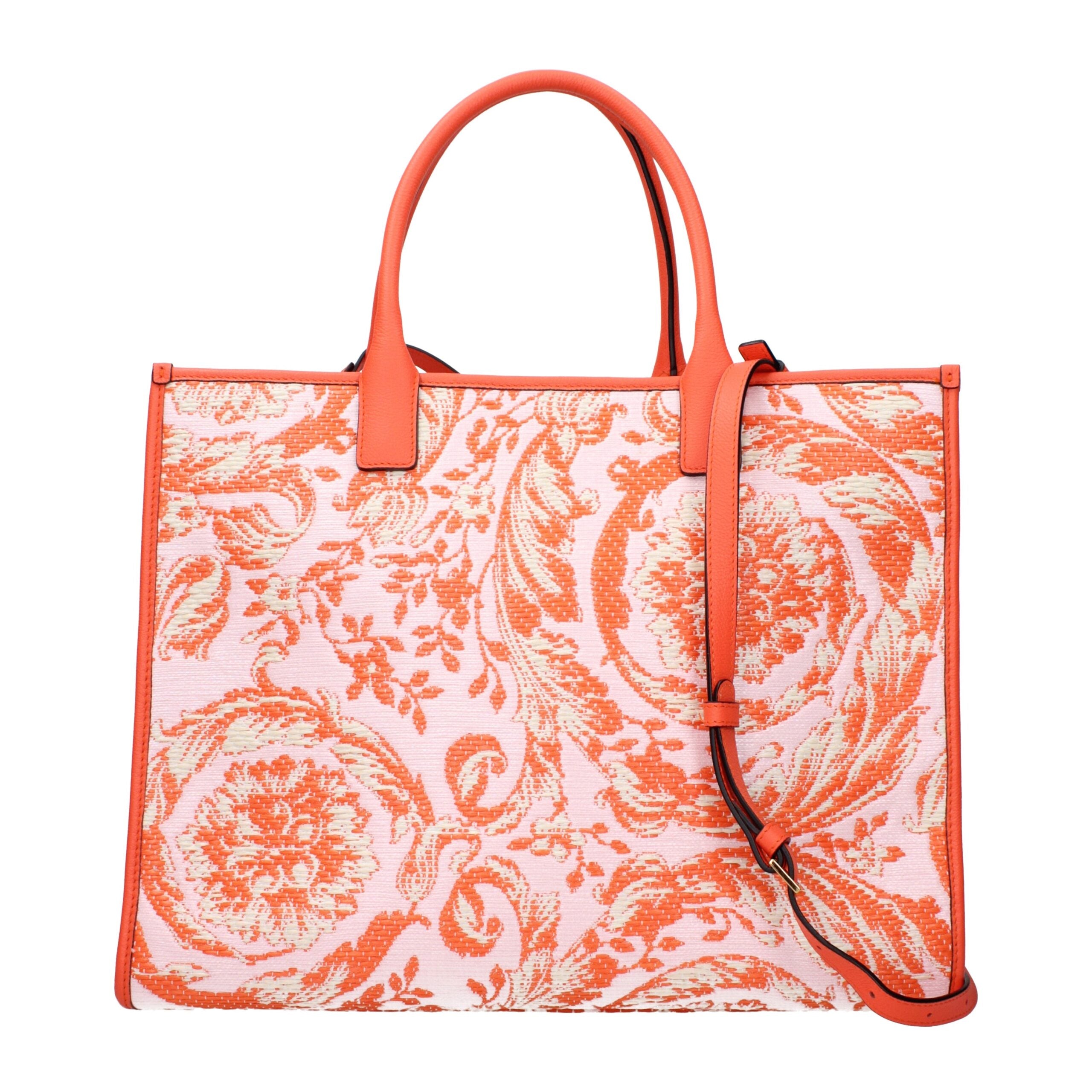 Versace Orange Fabric Shoulder Bags