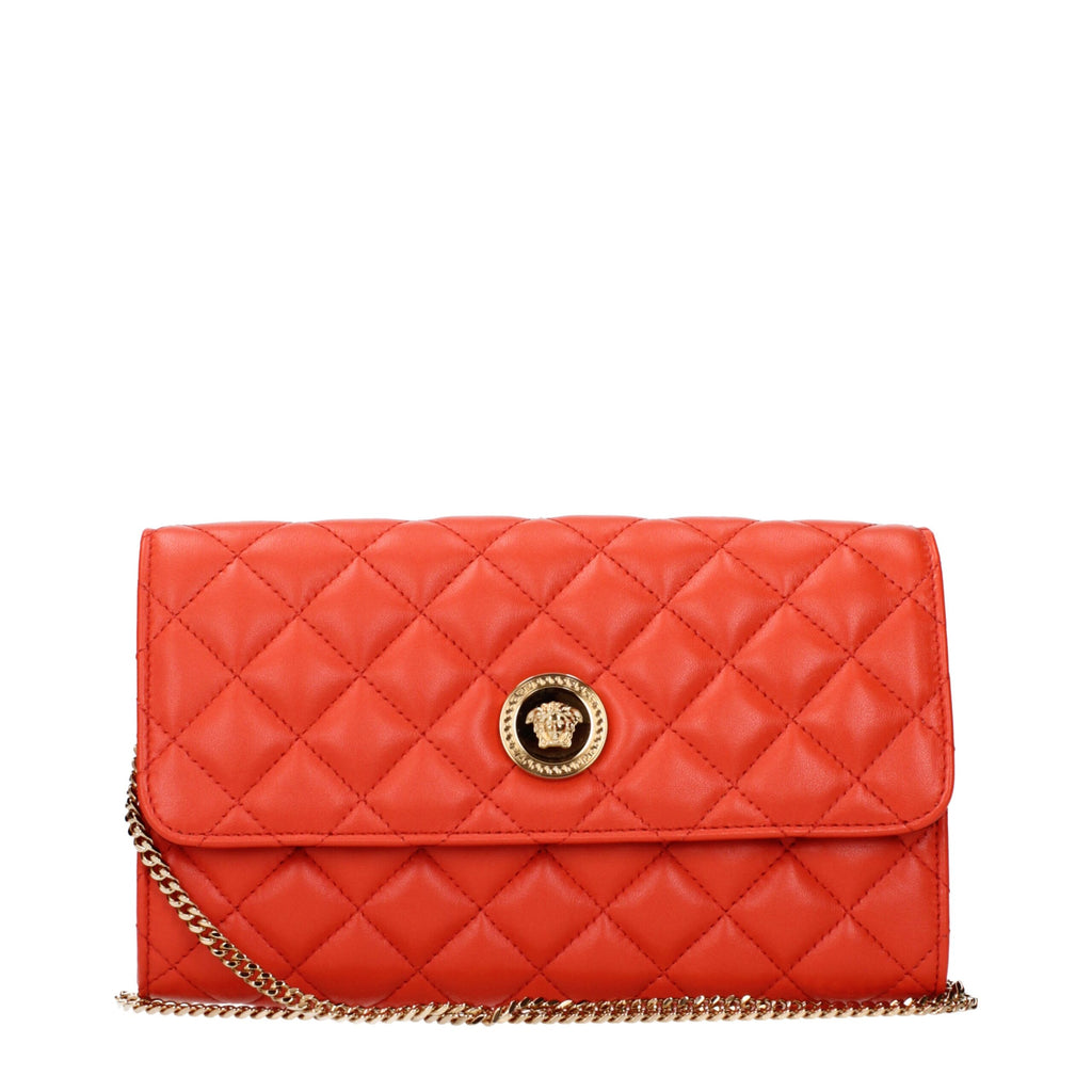 Versace Orange Leather Clutch Bags