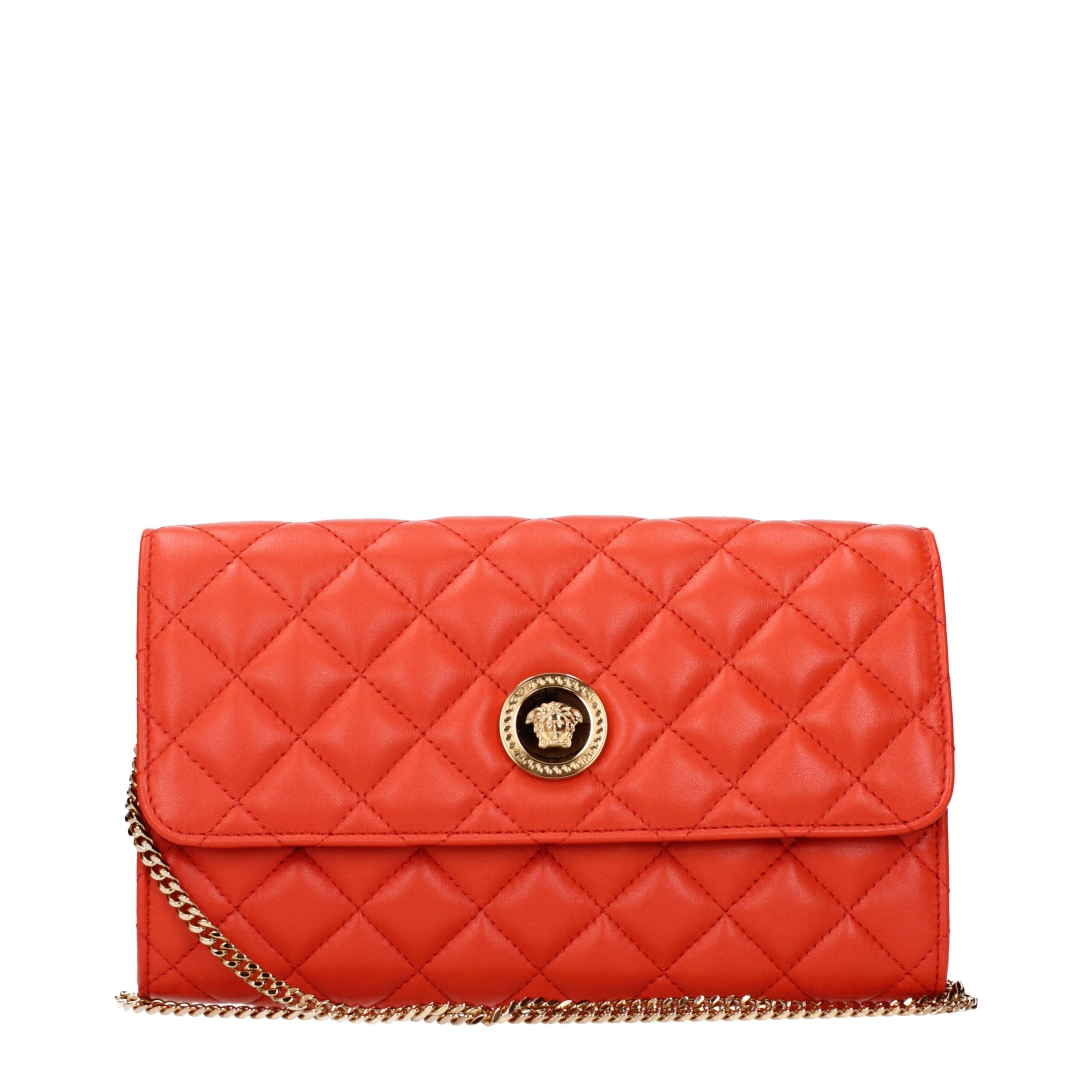 Versace Orange Leather Clutch Bags