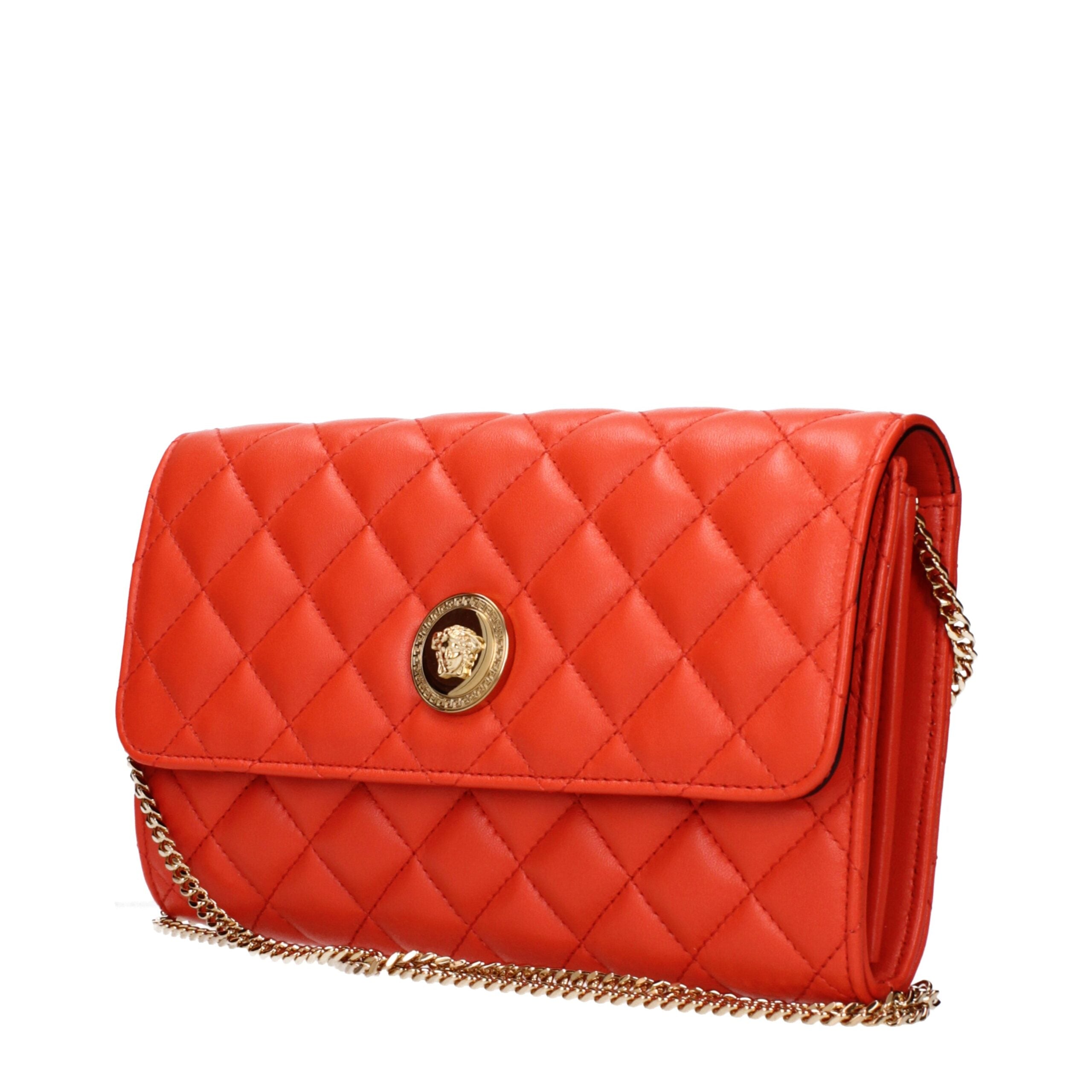 Versace Orange Leather Clutch Bags