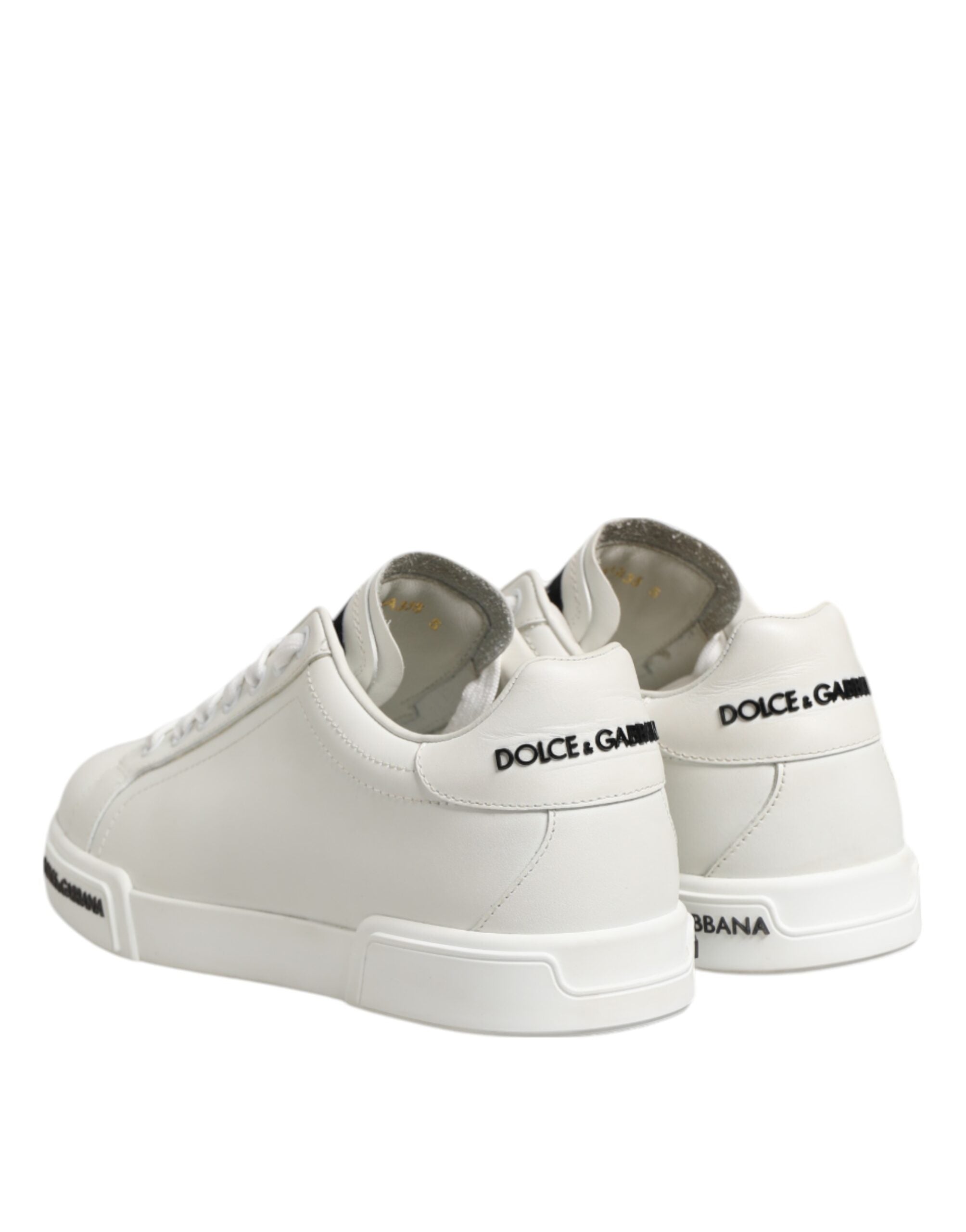 Dolce & Gabbana White Portofino Logo Low Top Sneakers Shoes
