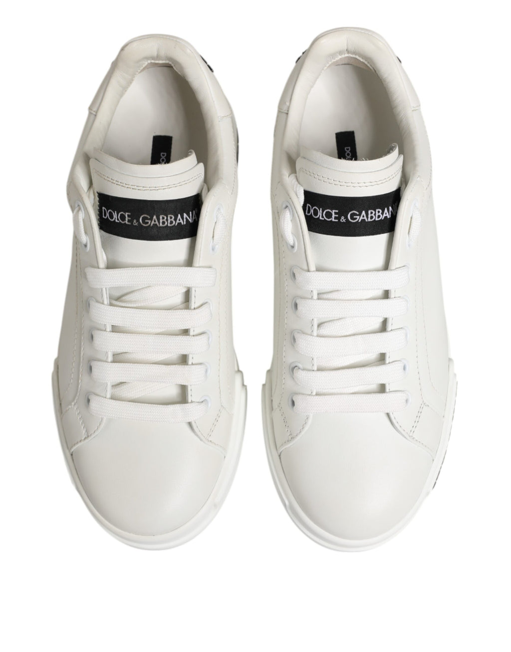 Dolce & Gabbana White Portofino Logo Low Top Sneakers Shoes