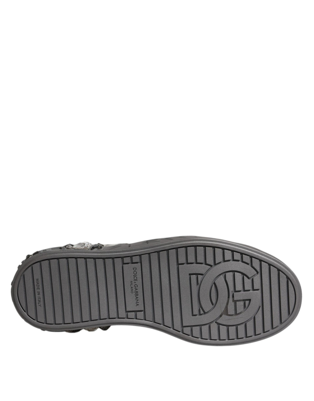 Dolce & Gabbana White Crystal Logo Portofino Sneakers Shoes