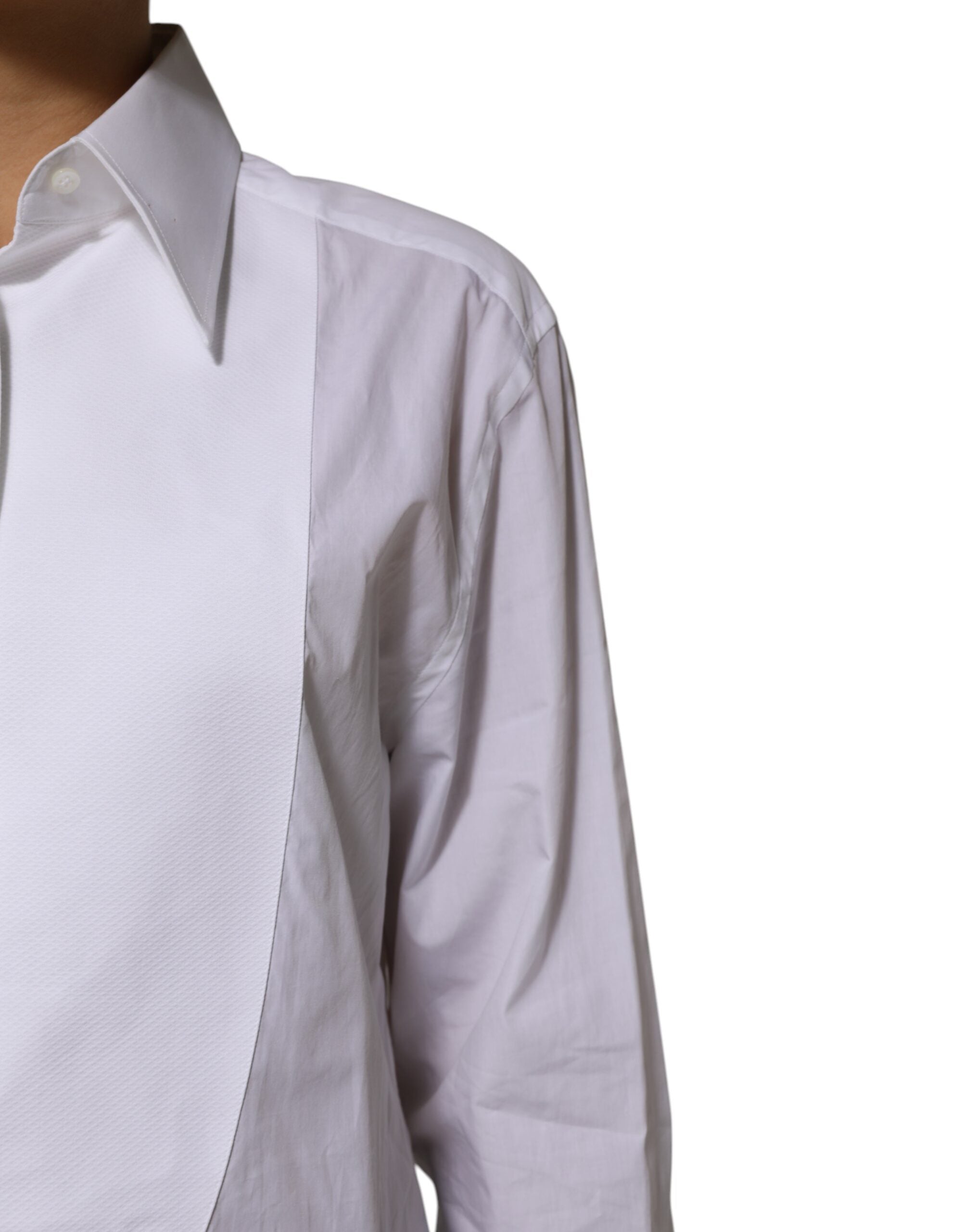 Dolce & Gabbana White Cotton Collared Long Sleeves Shirt Top