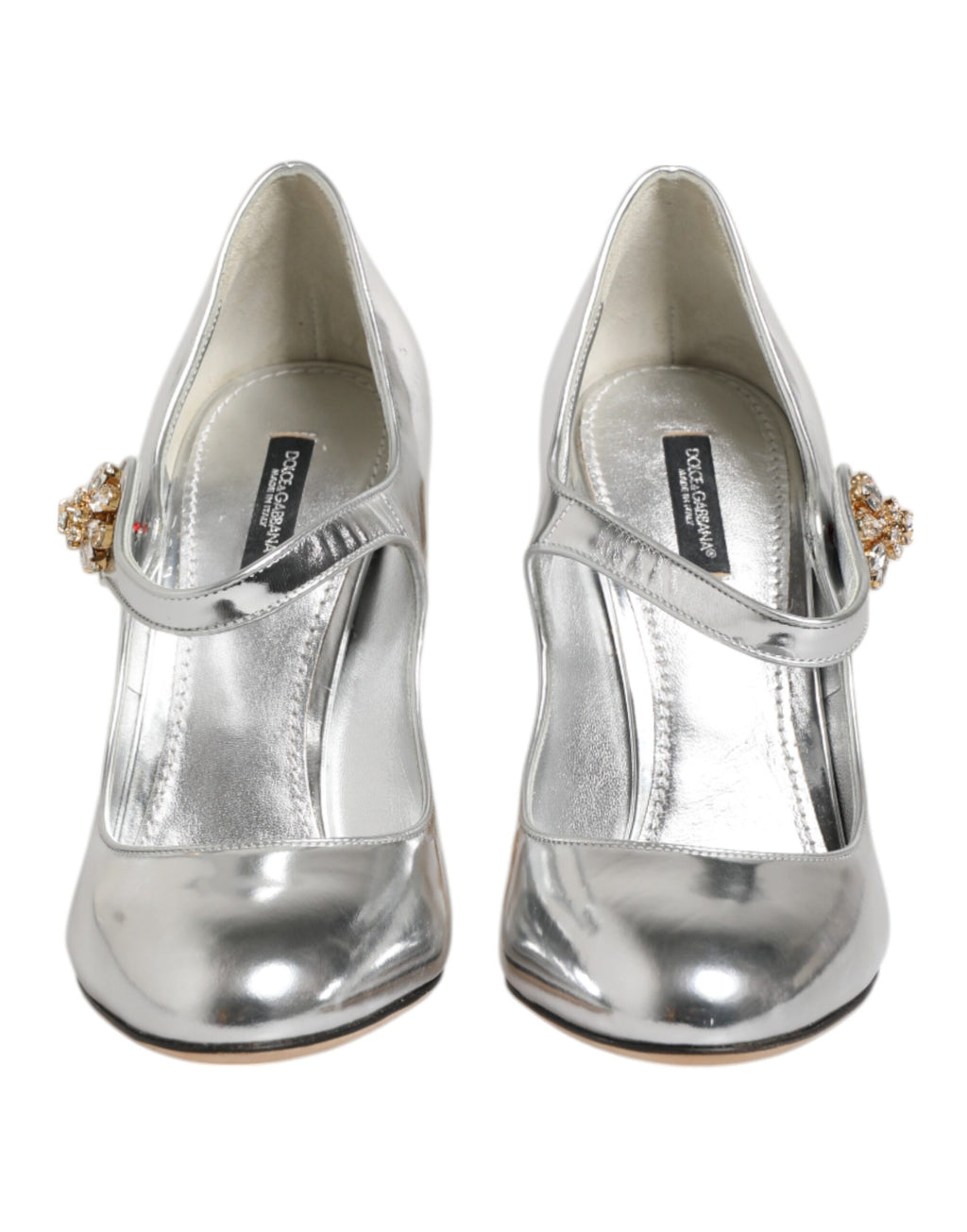 Dolce & Gabbana Silver Chandelier Sculpted Heel Mary Jane Pump Shoes