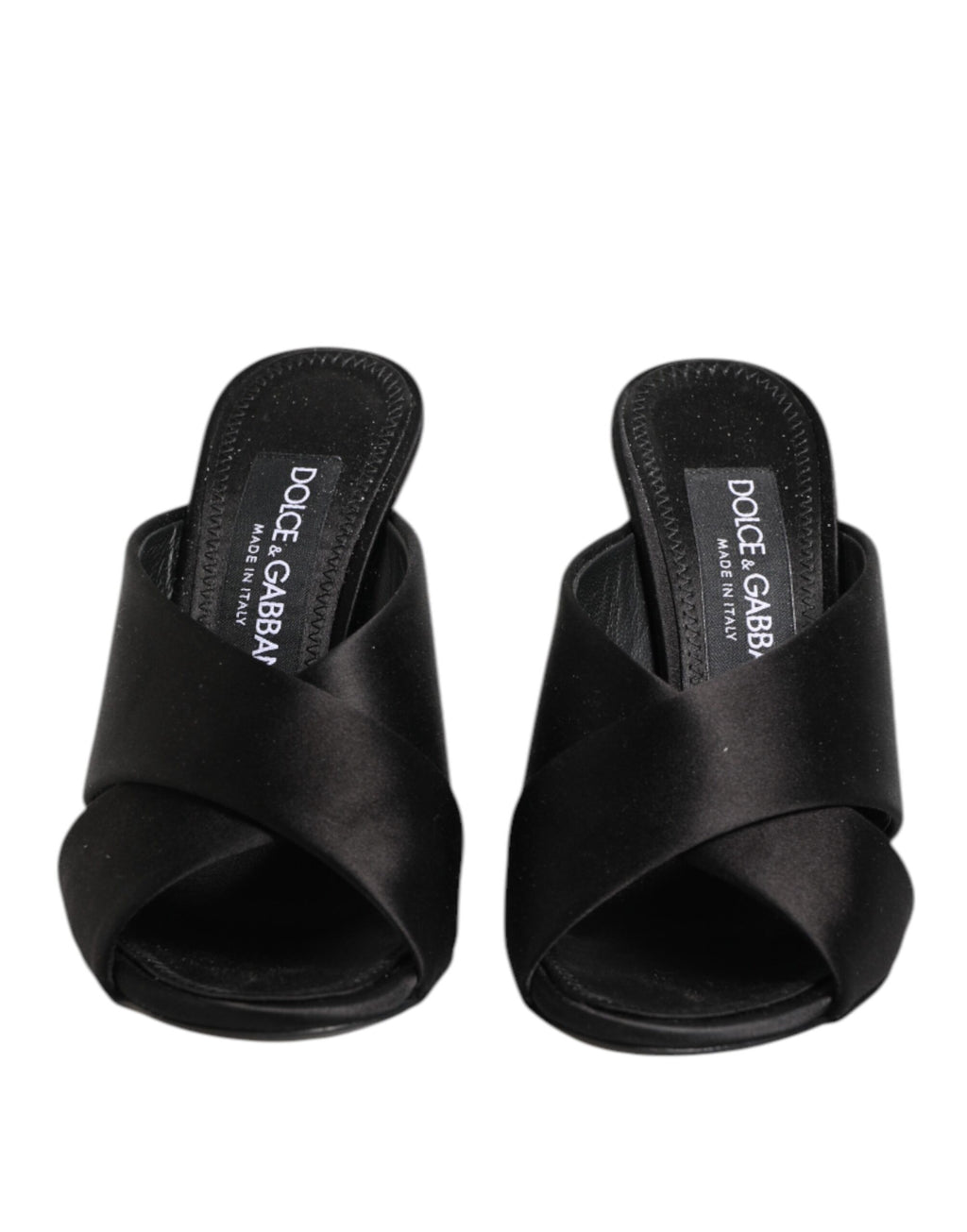 Dolce & Gabbana Black Logo KEIRA Satin Slides Sandals Shoes