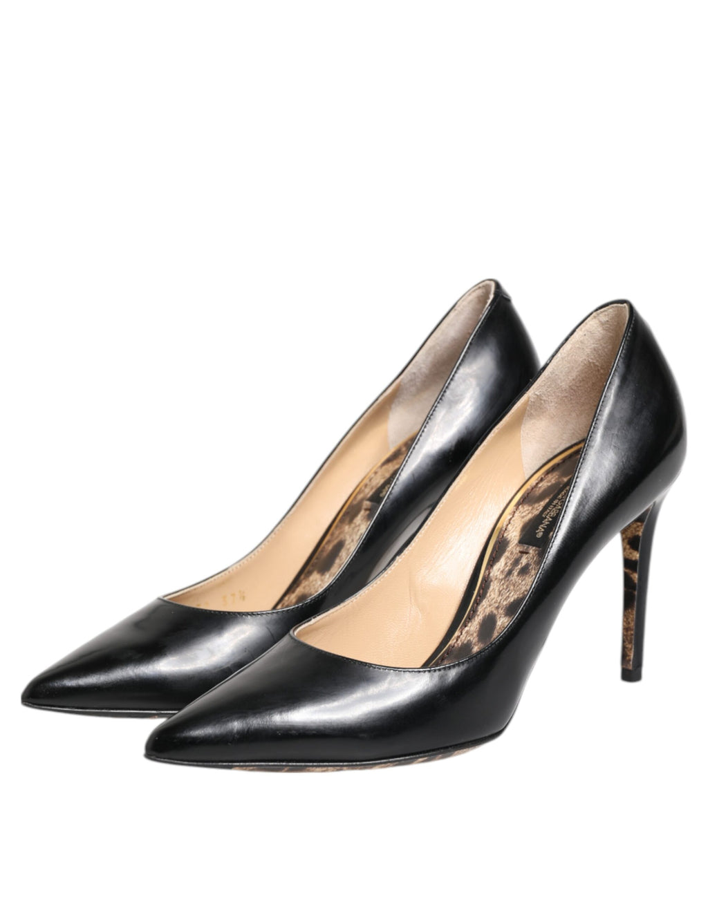 Dolce & Gabbana Black Calf Leather Stiletto Heels Pumps Shoes