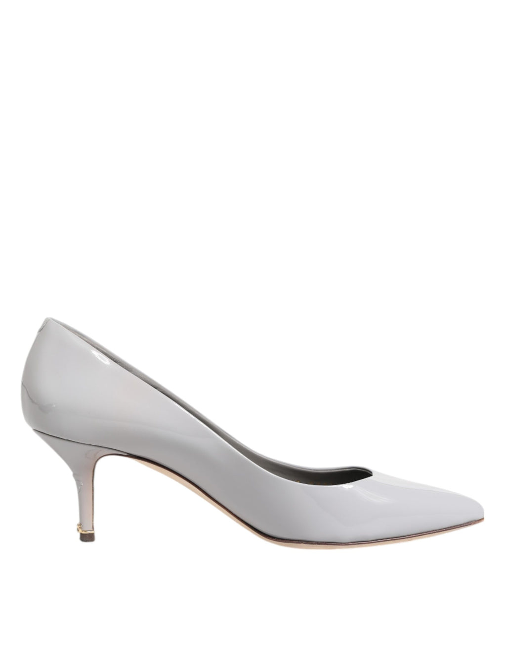 Dolce & Gabbana Light Gray Leather Kitten Heels Pumps Shoes