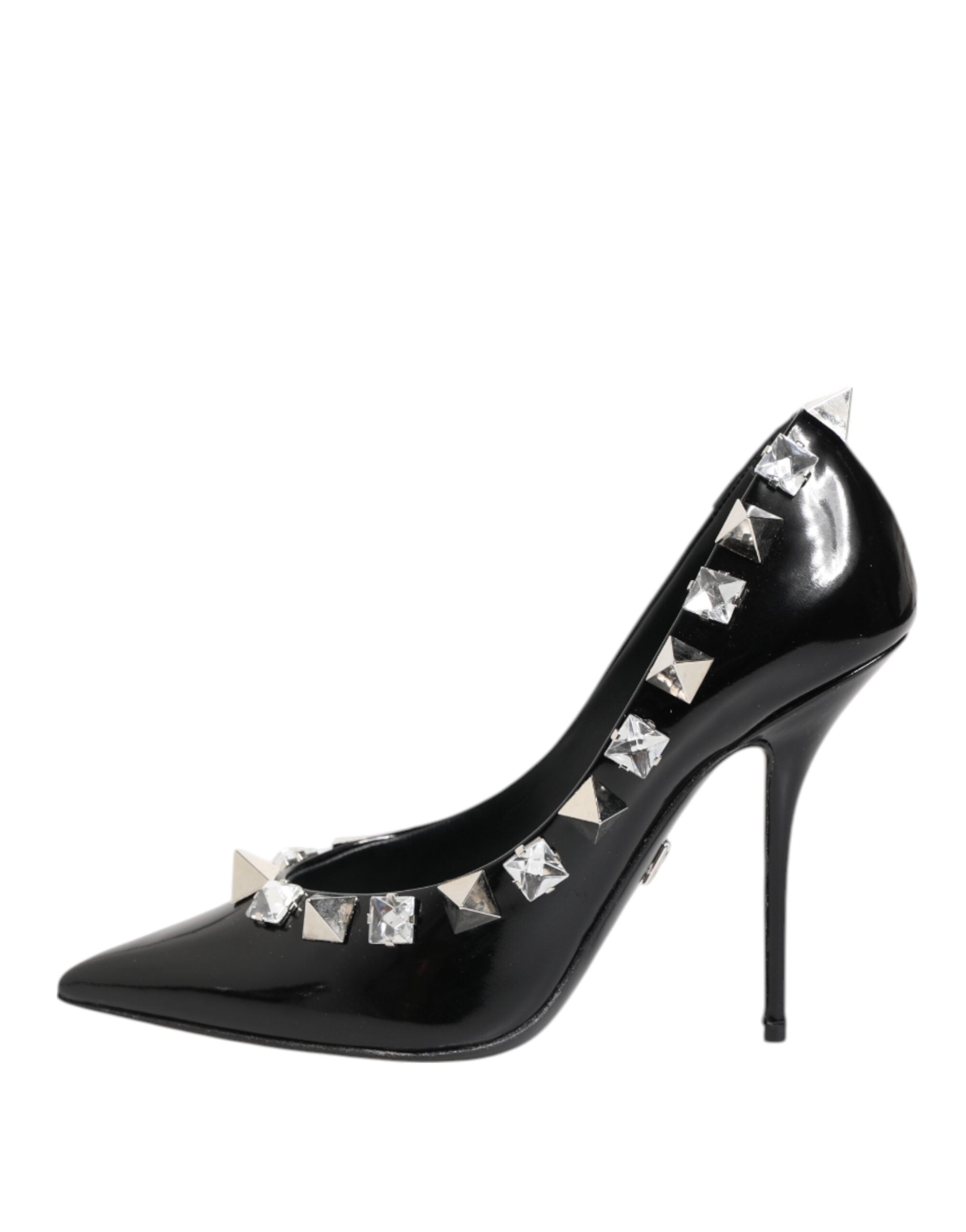 Dolce & Gabbana Black Crystals Studs Stiletto Pumps Shoes
