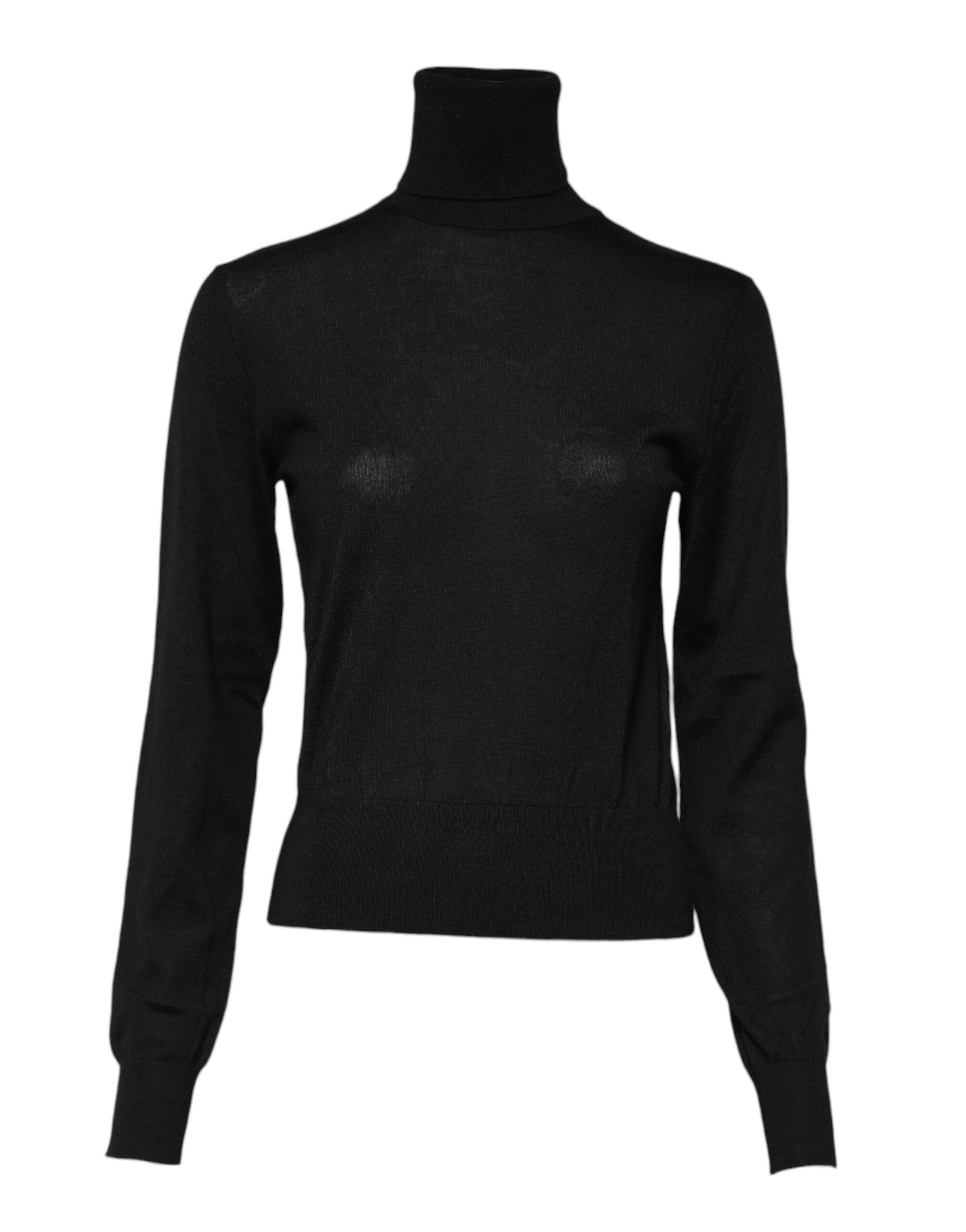 Dolce & Gabbana Black Cashmere Turtleneck Pullover Sweater