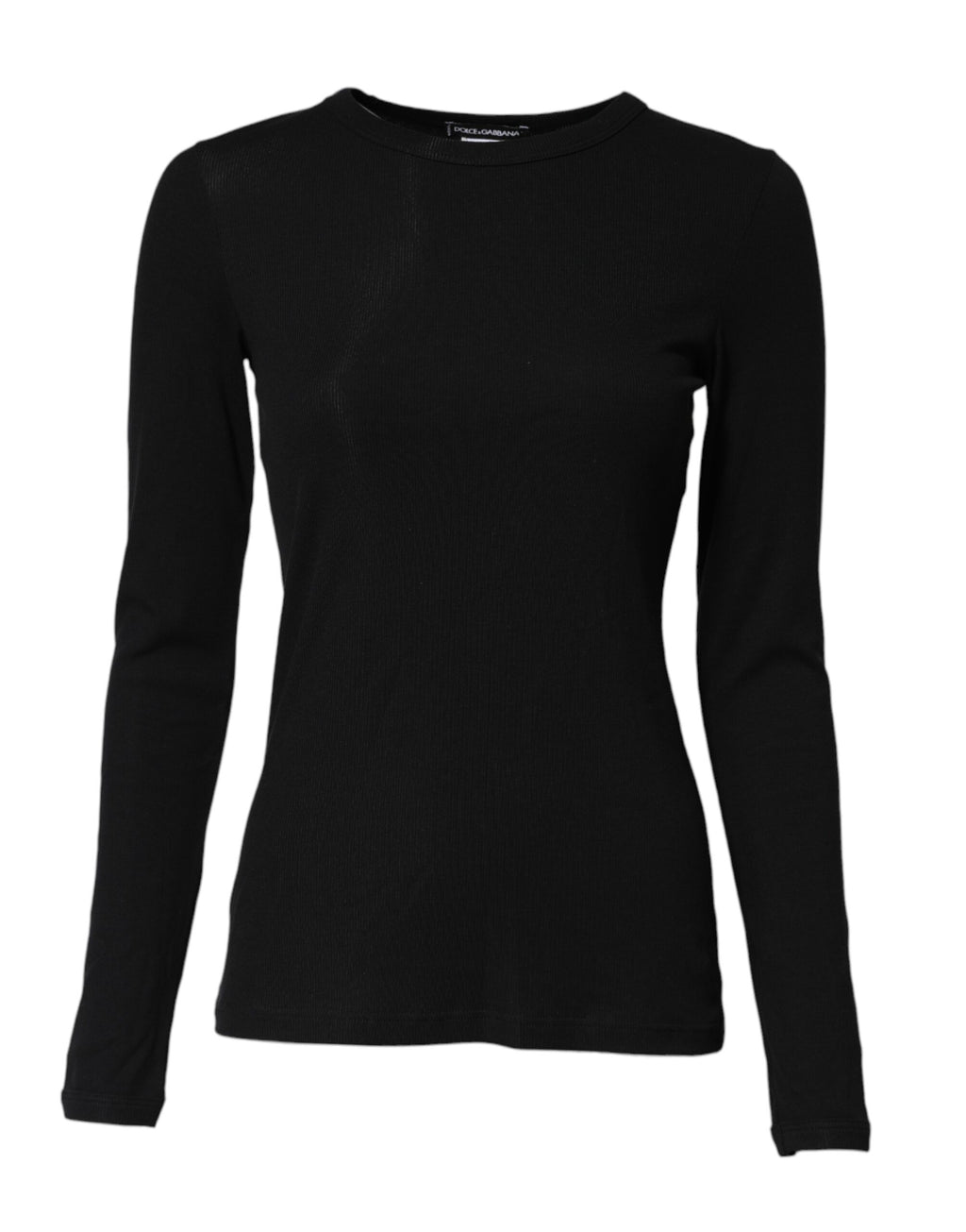 Dolce & Gabbana Black Cotton Knit Round Neck Long Sleeves T-shirt