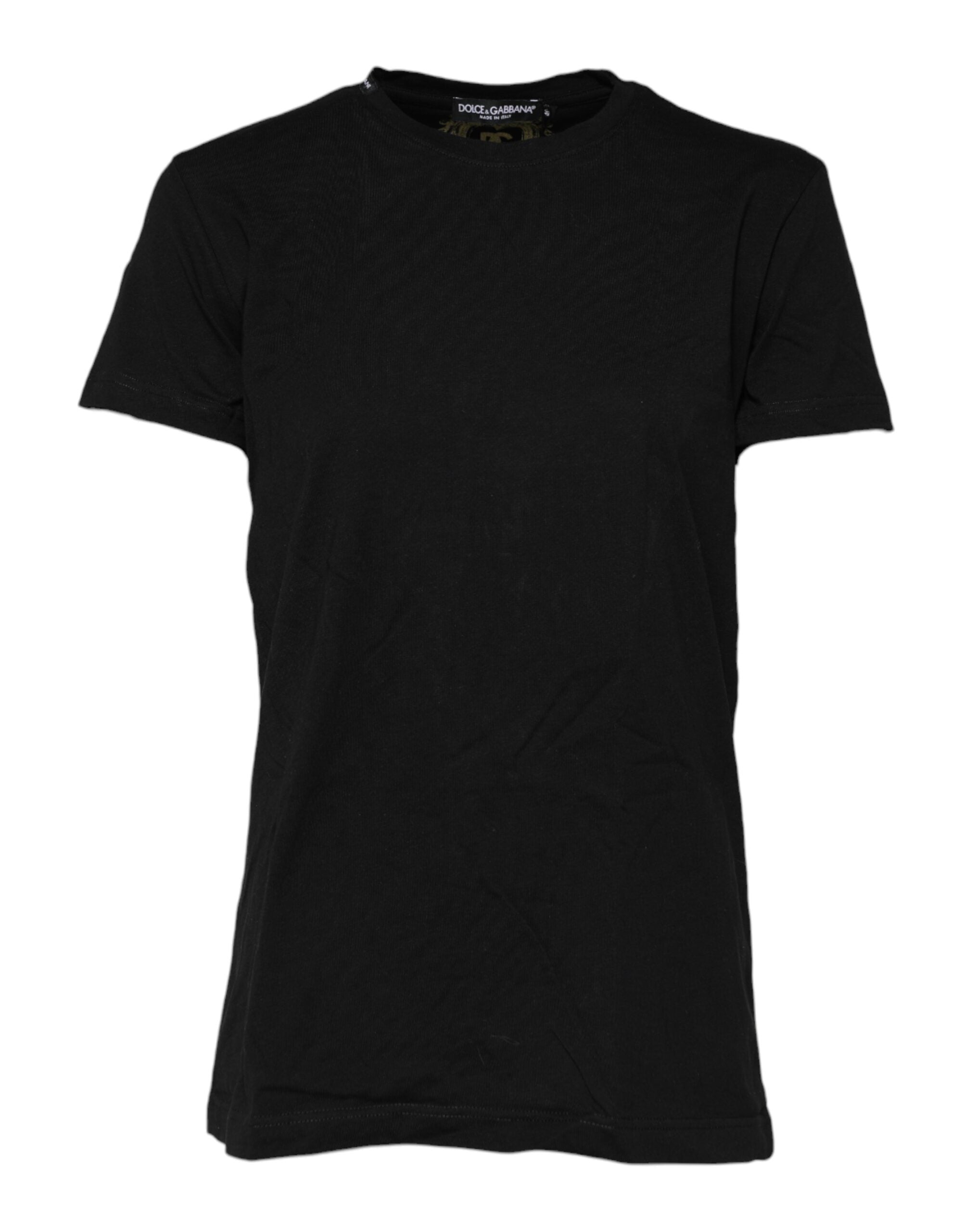 Dolce & Gabbana Black Cotton Short Sleeves Crew Neck T-shirt