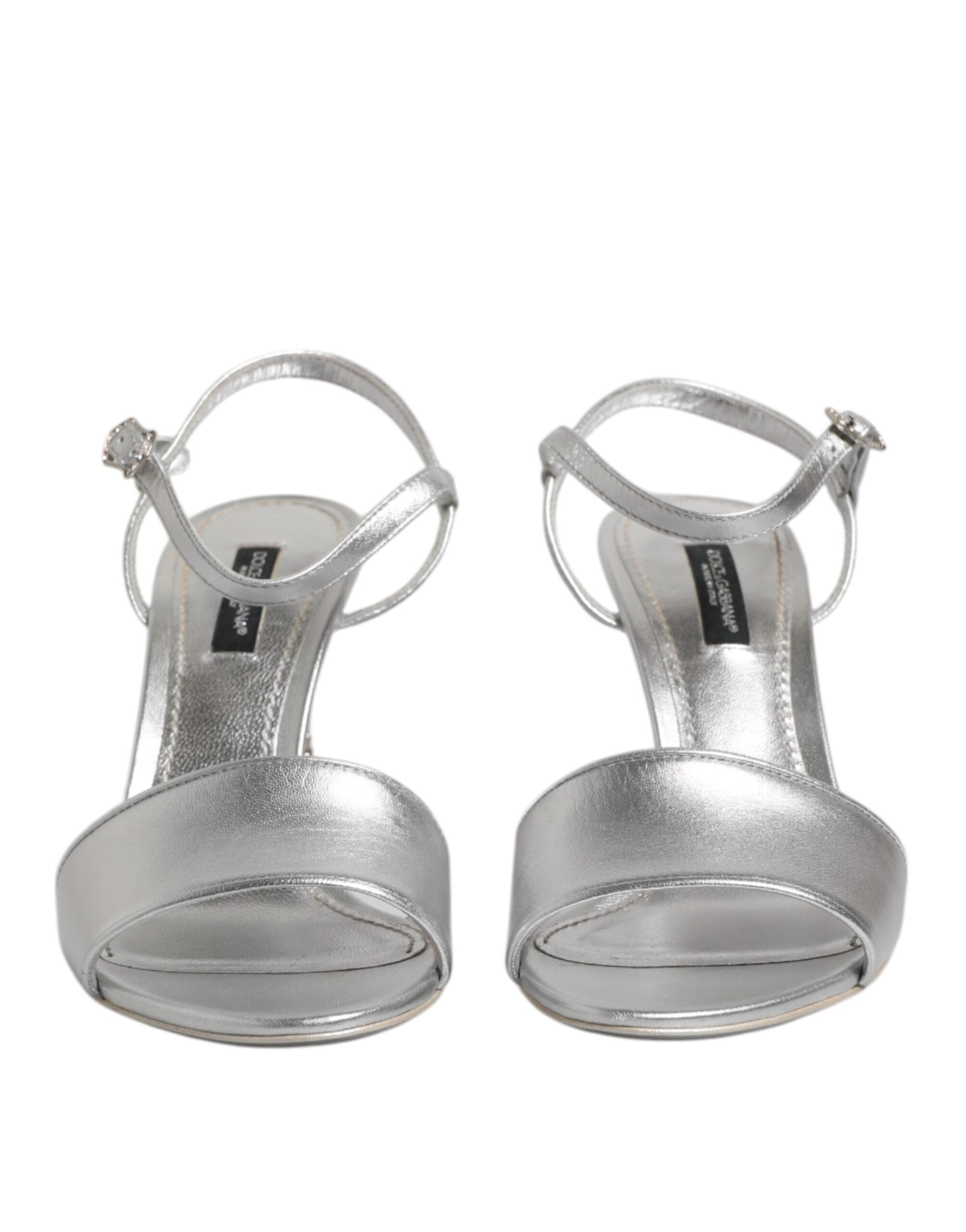 Dolce & Gabbana Silver KEIRA Heels Ankle Strap Sandals Shoes