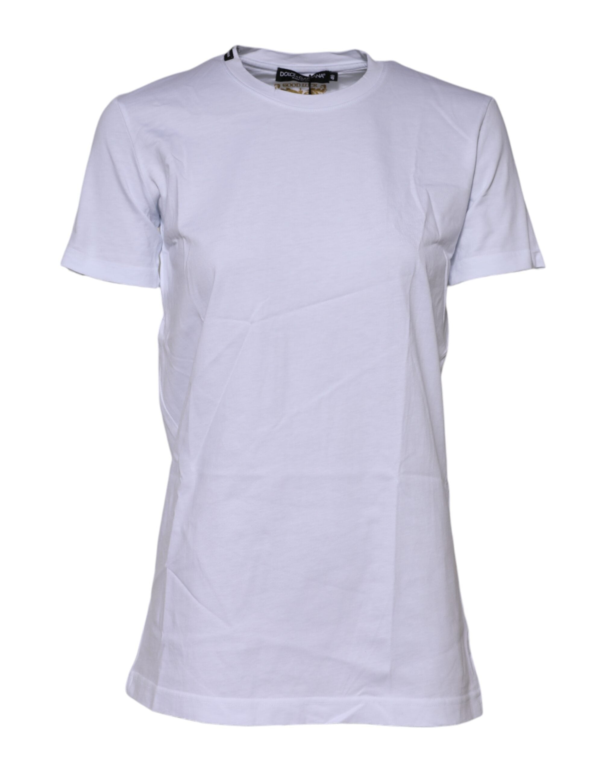 Dolce & Gabbana White Cotton Short Sleeves Crew Neck T-shirt
