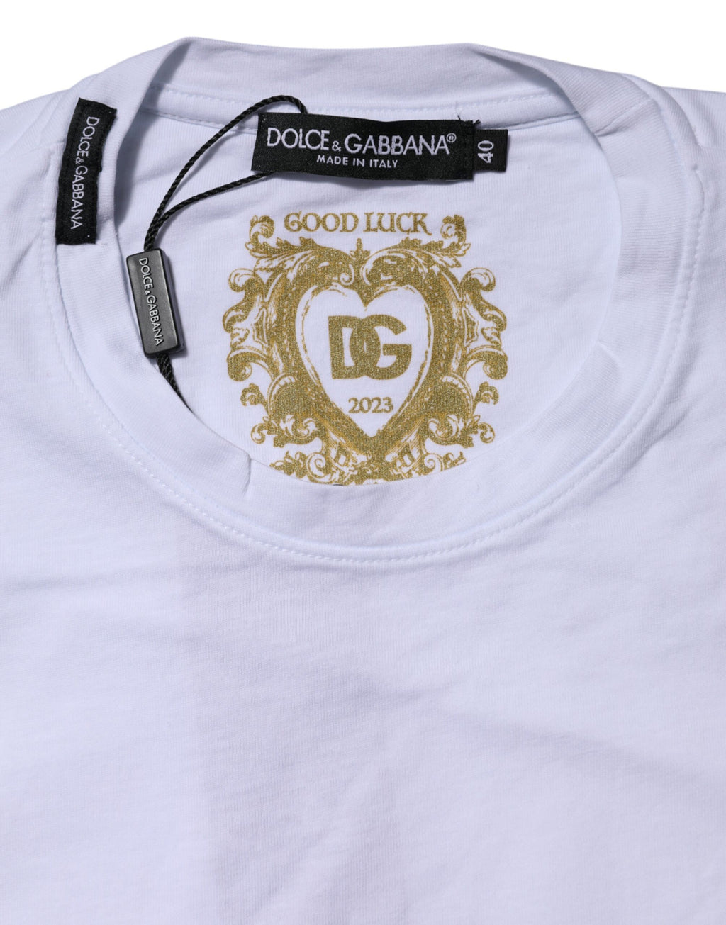 Dolce & Gabbana White Cotton Short Sleeves Crew Neck T-shirt