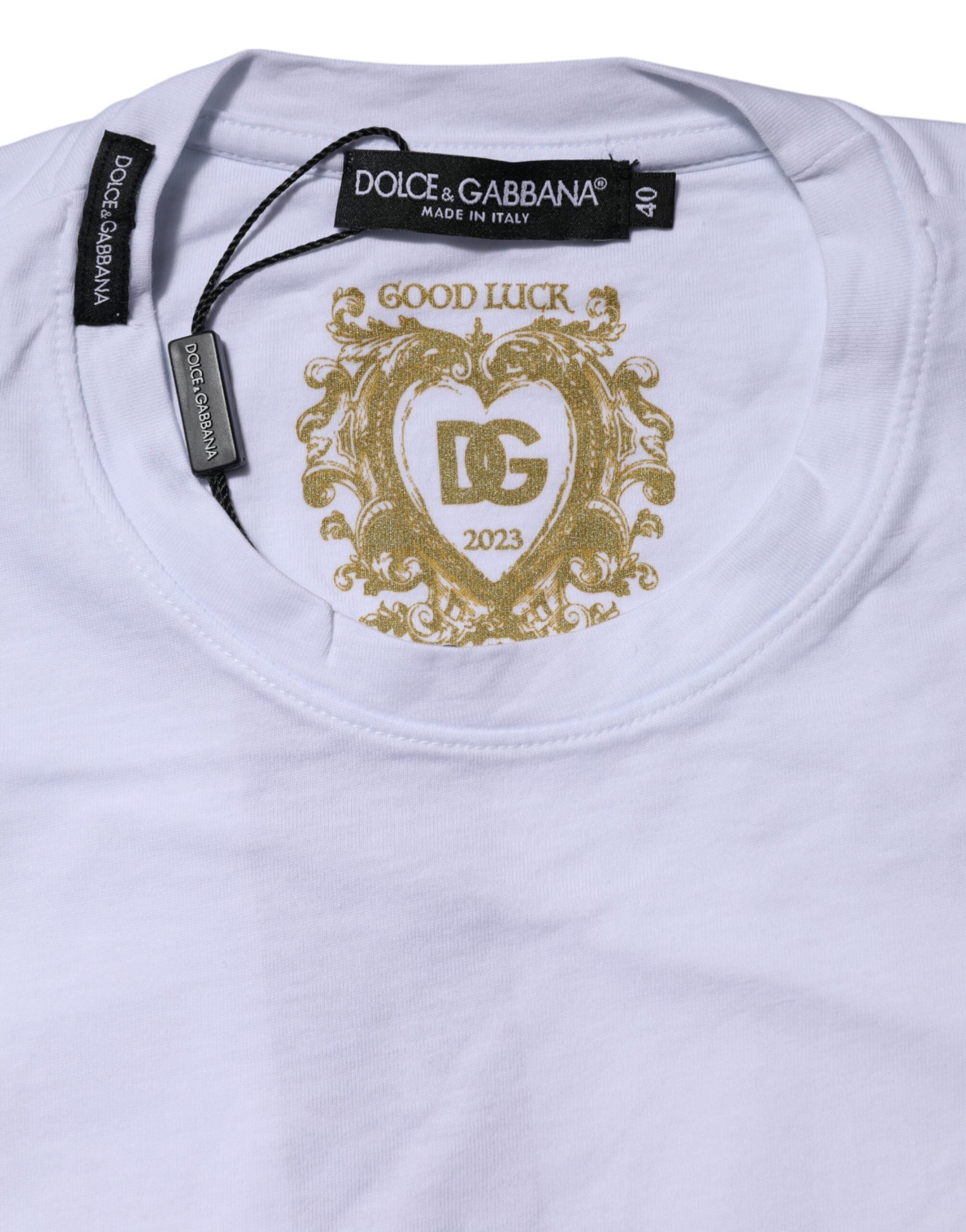 Dolce & Gabbana White Cotton Short Sleeves Crew Neck T-shirt