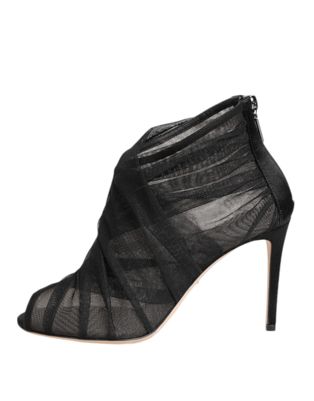 Dolce & Gabbana Black Mesh Stiletto Heels Ankle Boots Shoes