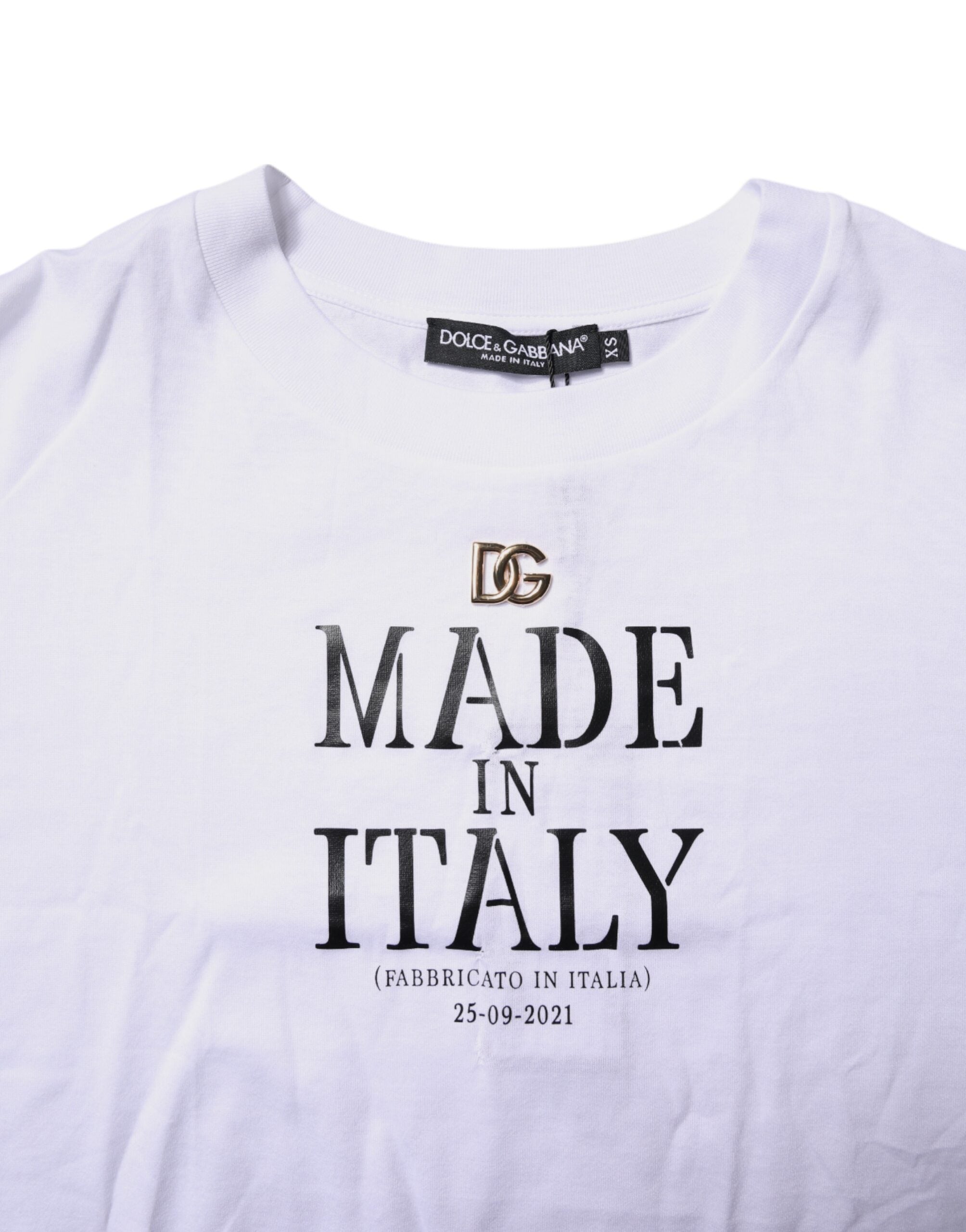 Dolce & Gabbana White Short Sleeves DG Logo Print Top T-shirt