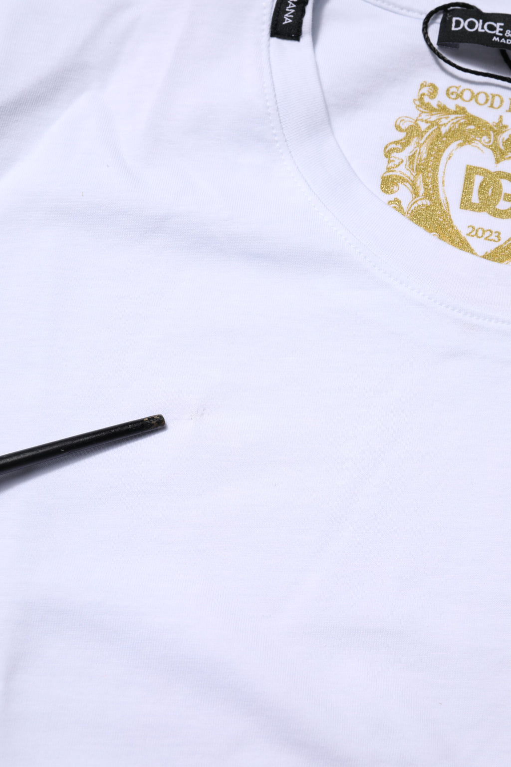 Dolce & Gabbana White Cotton Goodluck 2023 Crew Neck T-shirt