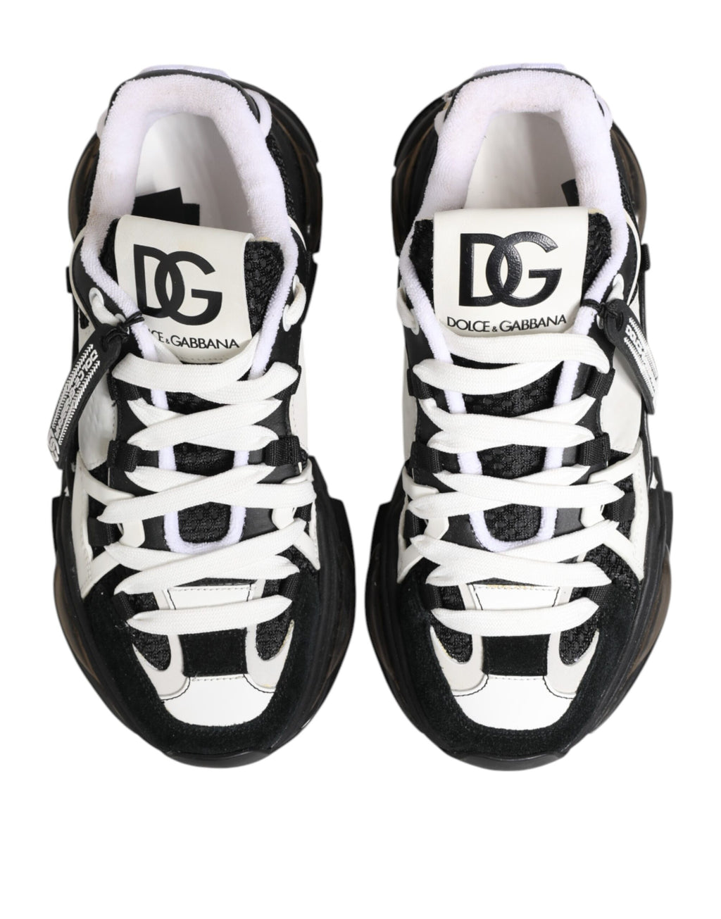 Dolce & Gabbana White Black Logo Airmaster Sneakers Shoes