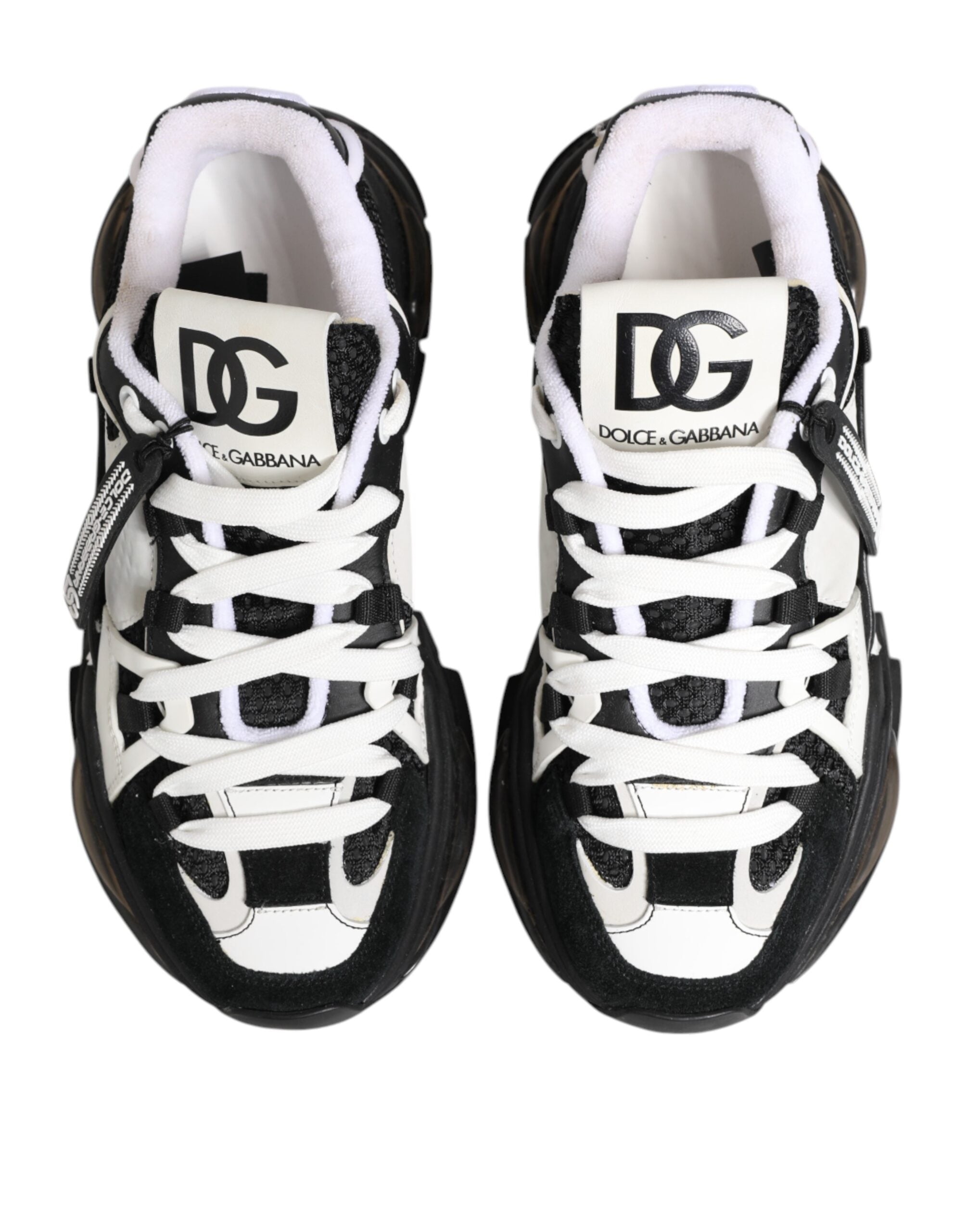Dolce & Gabbana White Black Logo Airmaster Sneakers Shoes