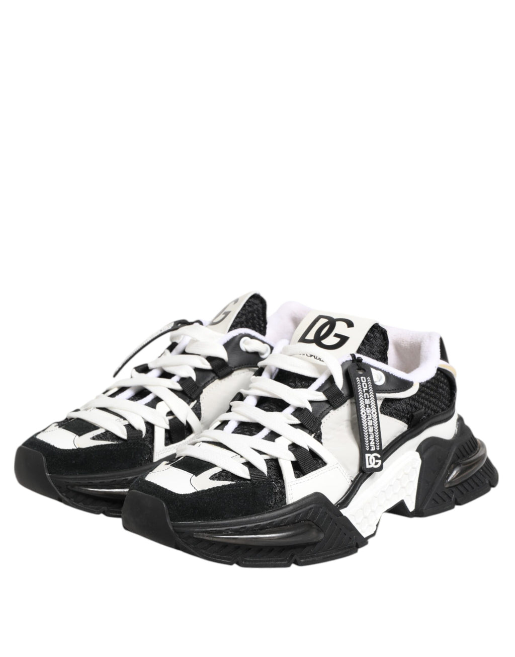 Dolce & Gabbana White Black Logo Airmaster Sneakers Shoes