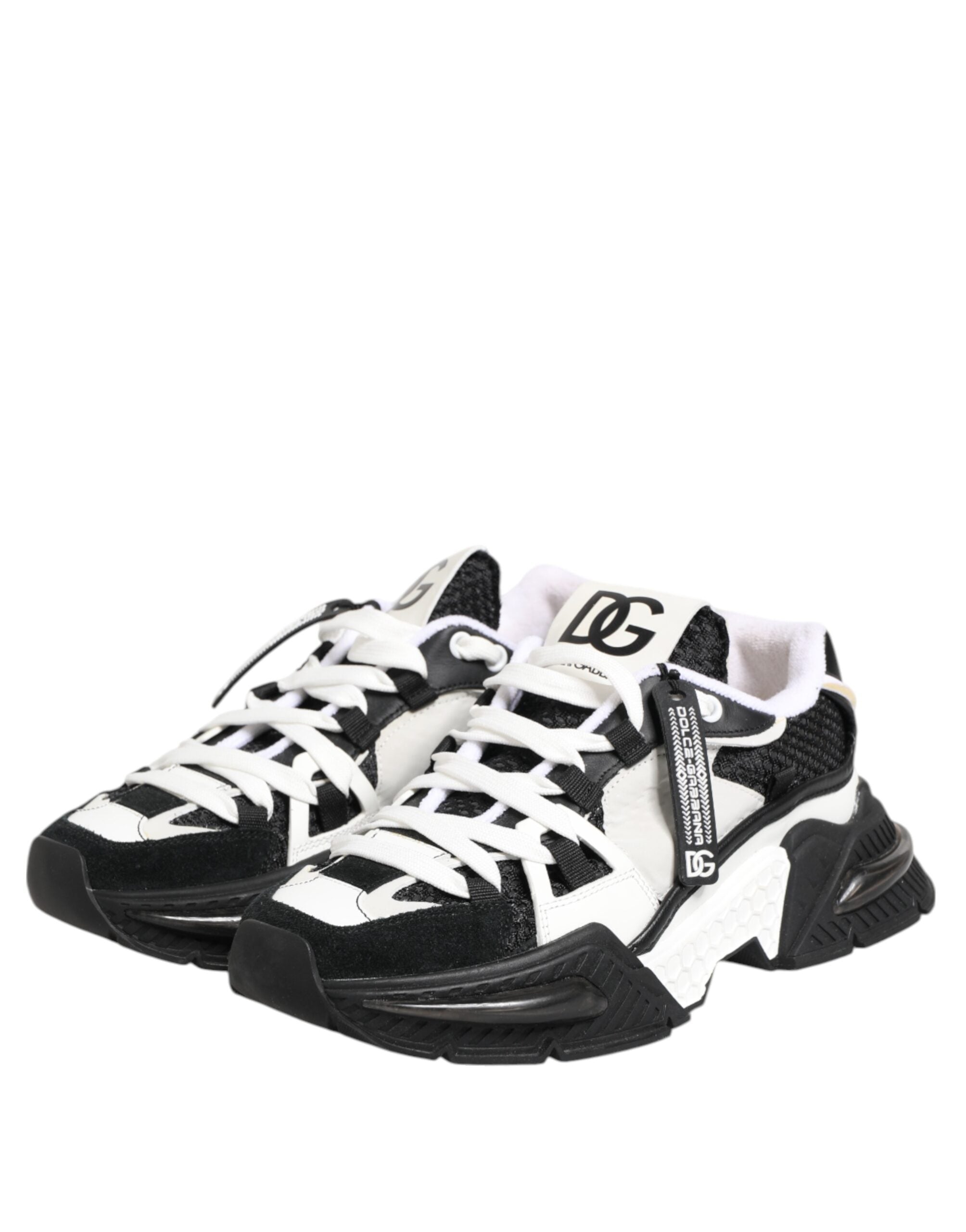 Dolce & Gabbana White Black Logo Airmaster Sneakers Shoes