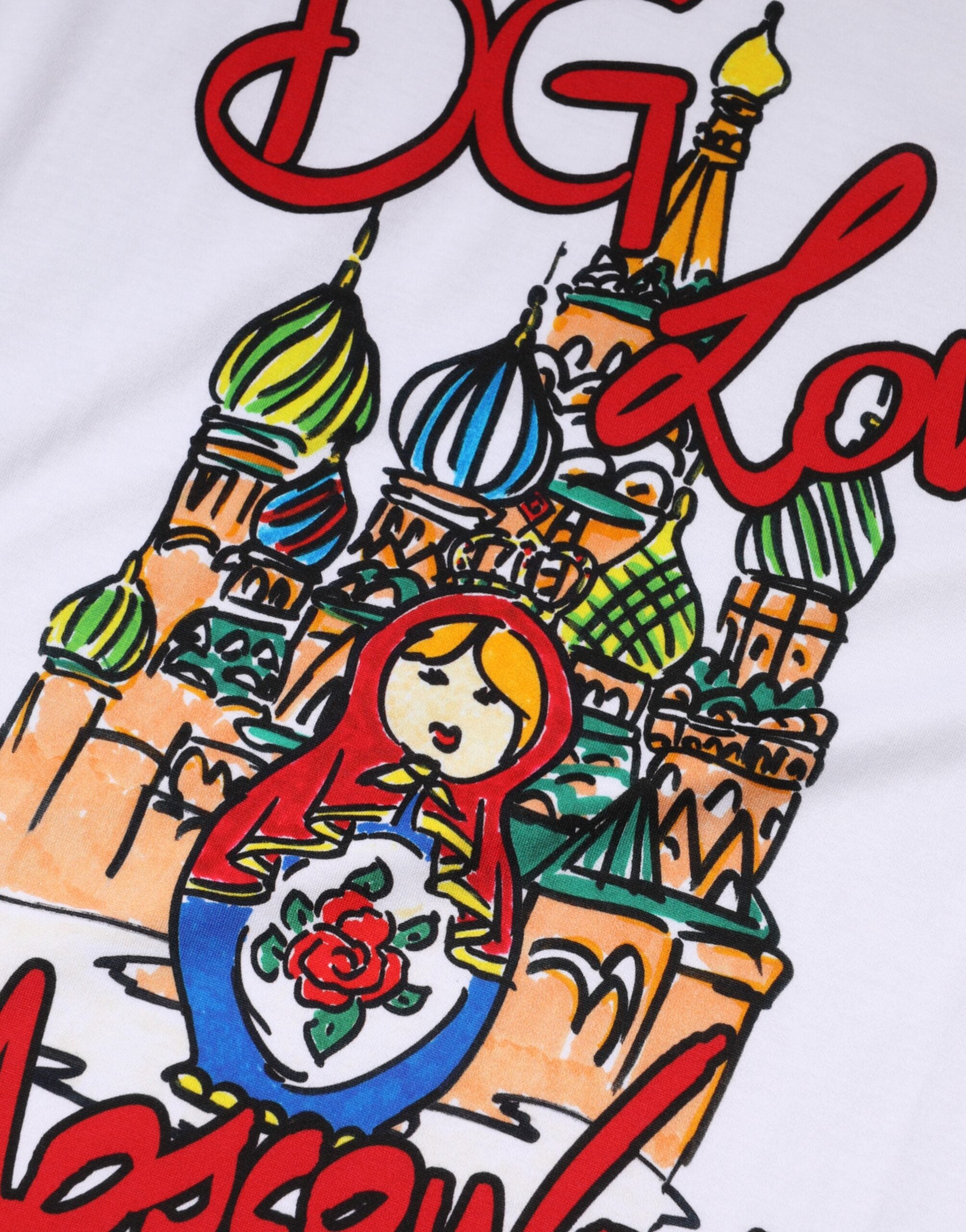 Dolce & Gabbana White DG Loves Moscow Crew Neck  T-shirt