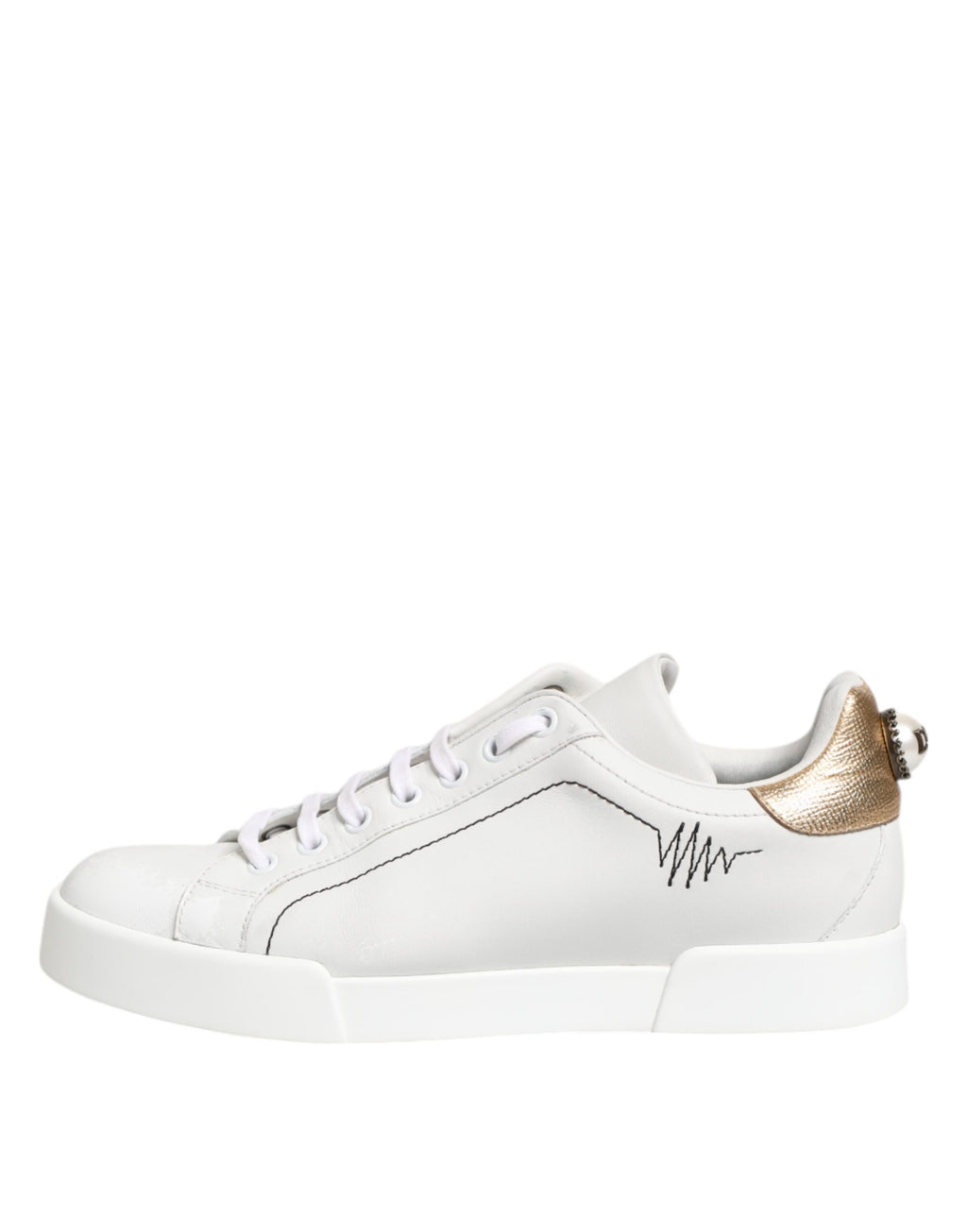 Dolce & Gabbana White Gold Leather Low Top Sneakers Shoes