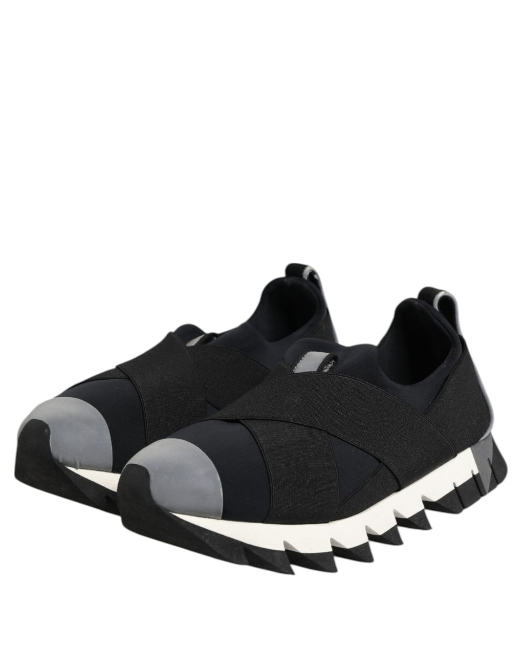 Dolce & Gabbana Black Neoprene Stretch Shark Sneakers Shoes