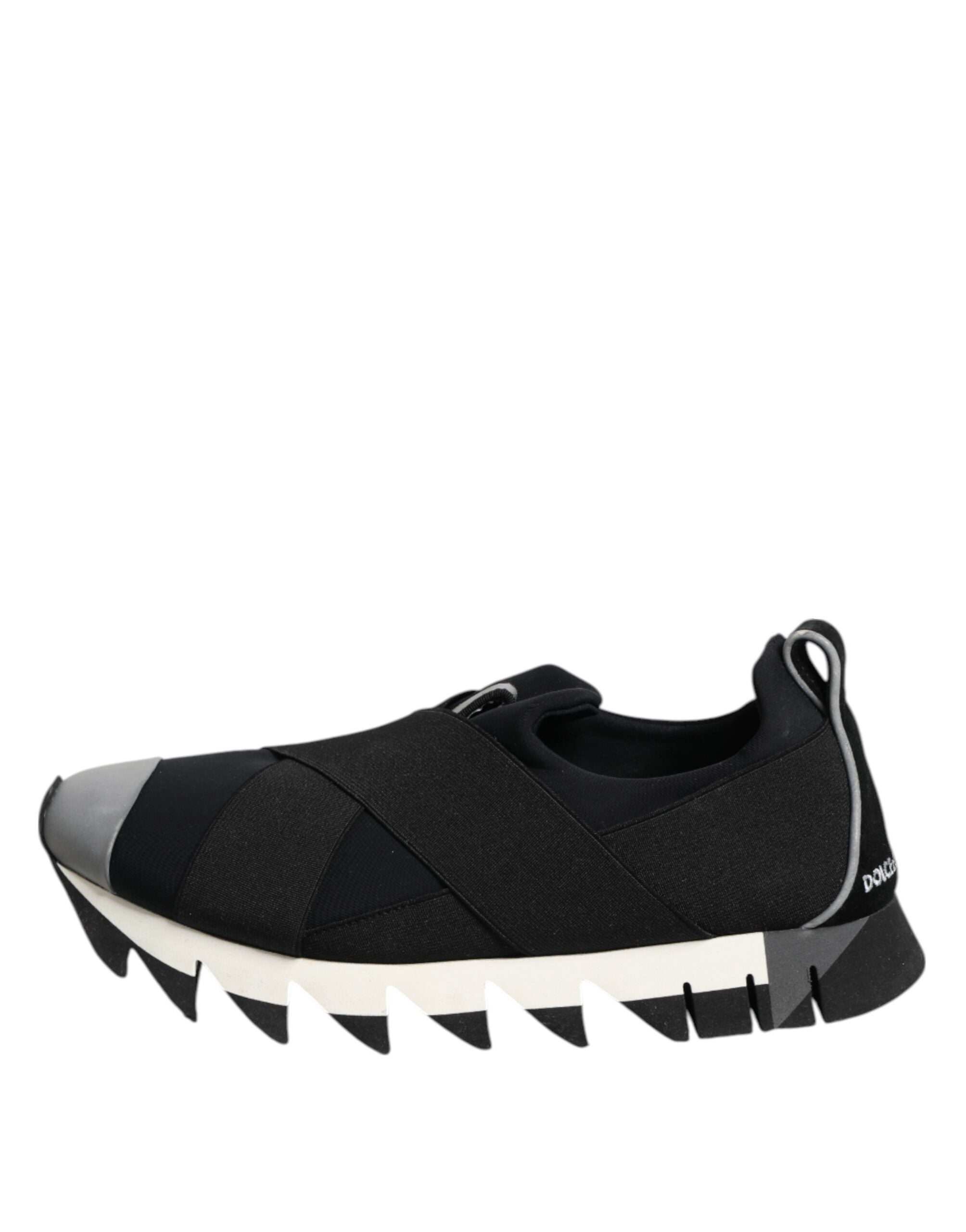 Dolce & Gabbana Black Neoprene Stretch Shark Sneakers Shoes