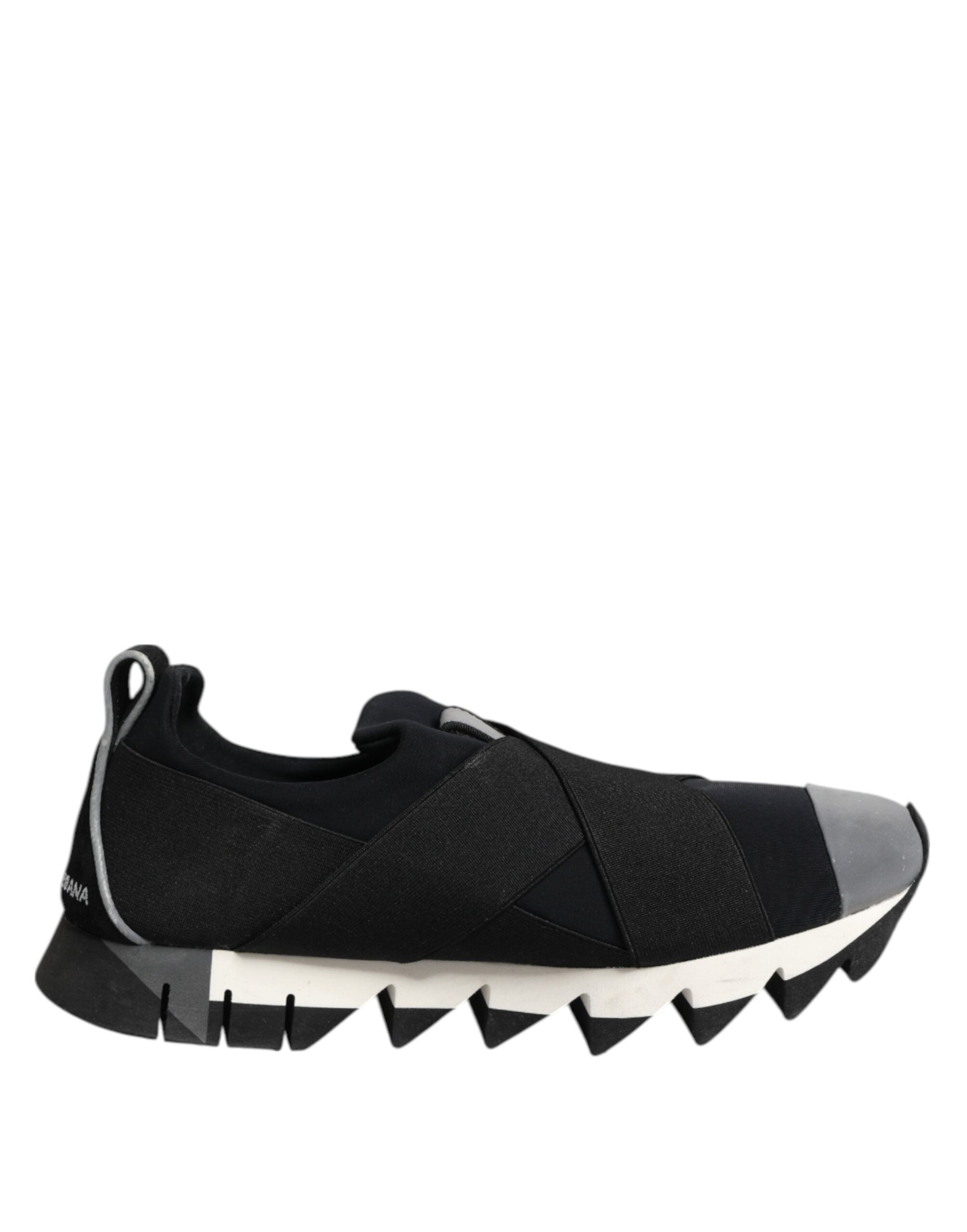Dolce & Gabbana Black Neoprene Stretch Shark Sneakers Shoes