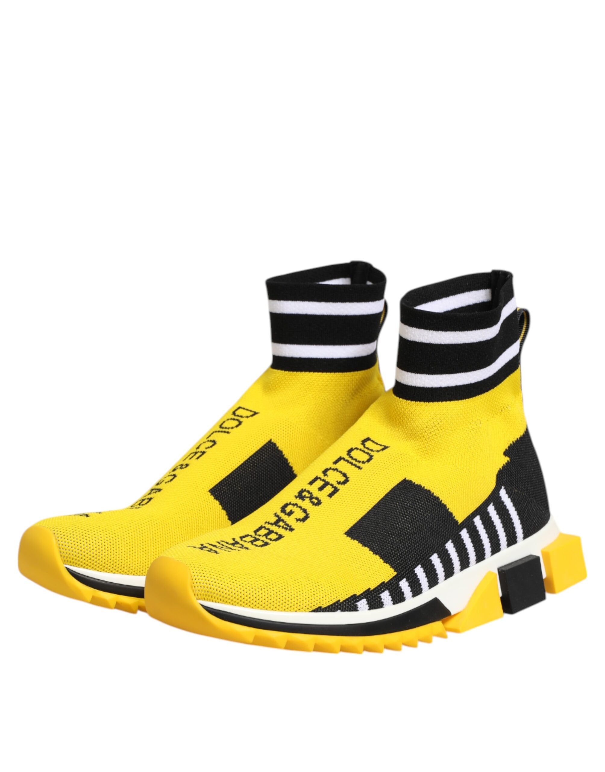 Dolce & Gabbana Yellow Black Sorrento Socks Sneakers Shoes