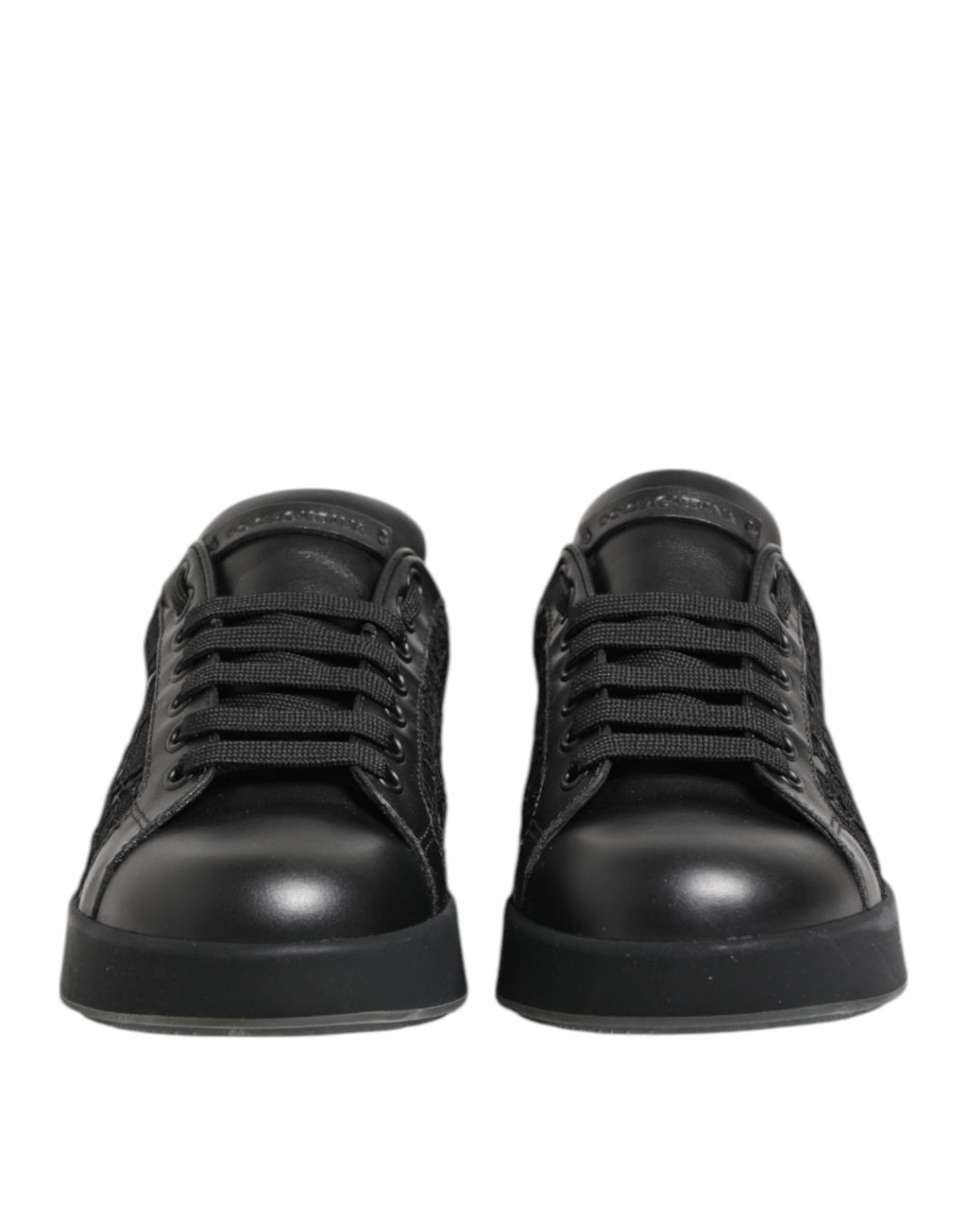 Dolce & Gabbana Black Floral Lace Low Top Sneakers Shoes