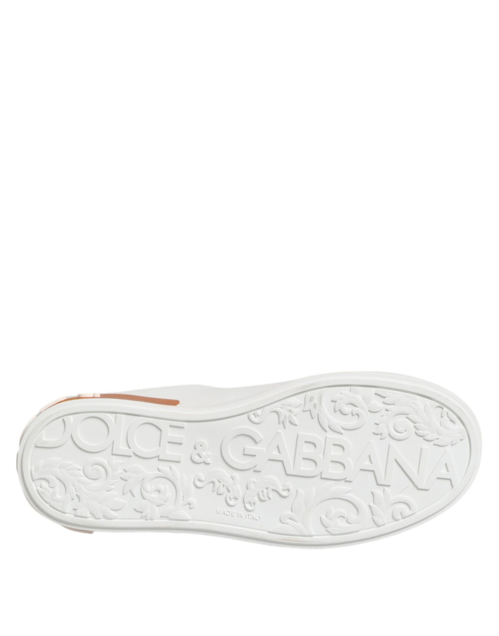Dolce & Gabbana White Orange Leather Low Top Sneakers Shoes