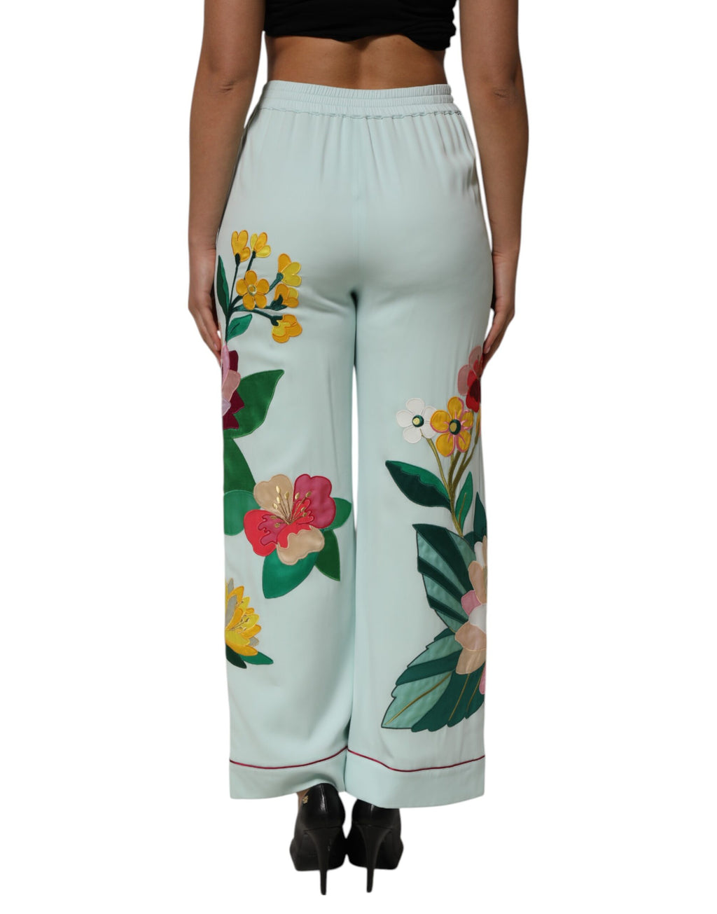 Dolce & Gabbana Green Floral Garterized Straight Pajama Pants