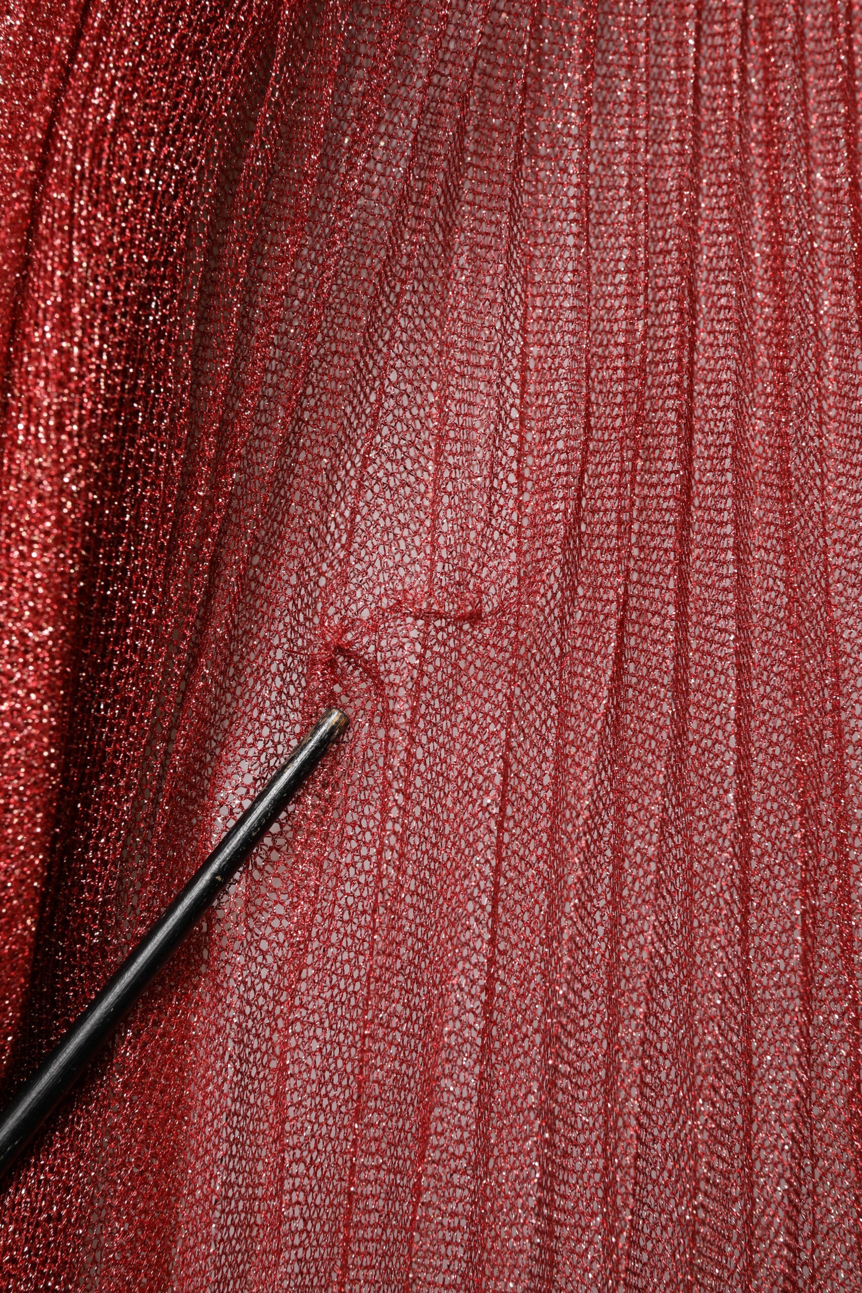 Dolce & Gabbana Burgundy Mesh Sleeveless Midi A-line Dress