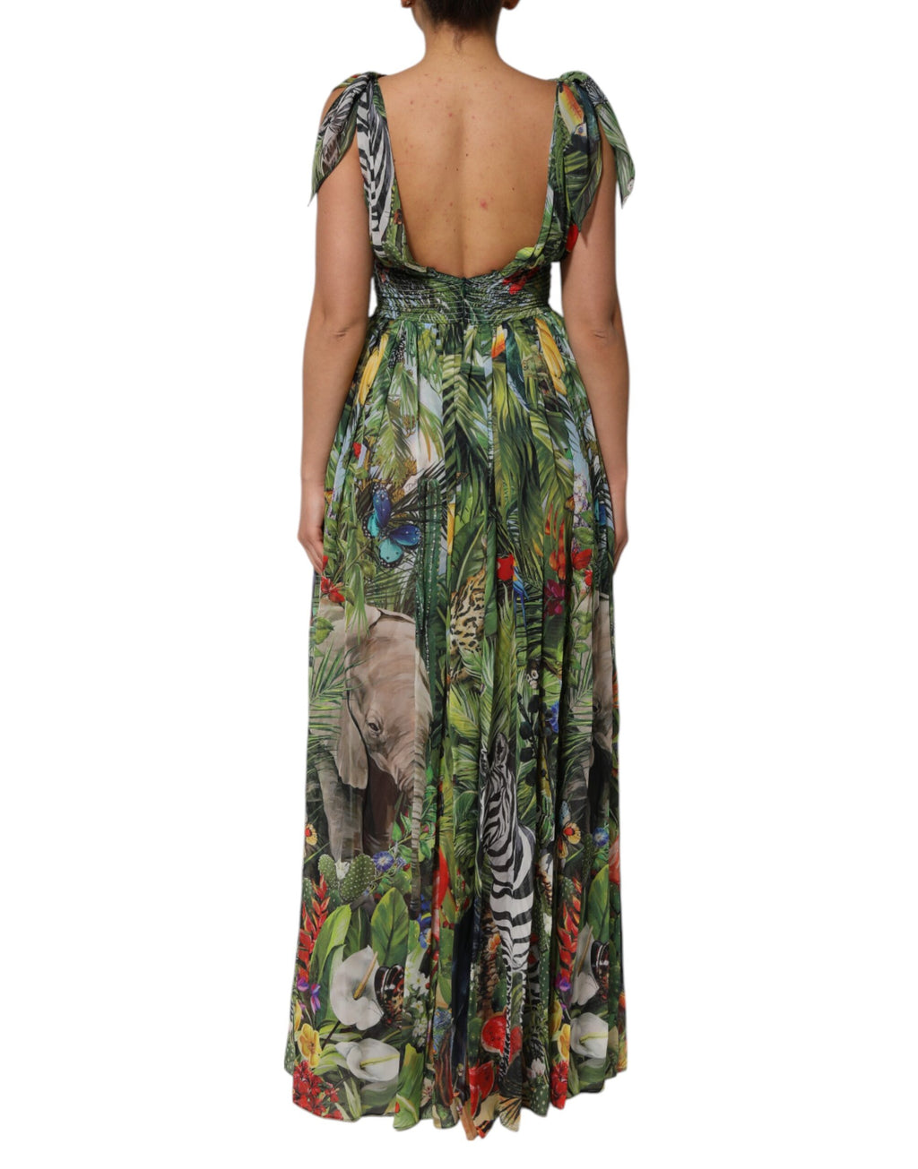 Dolce & Gabbana Green Tropical JunglePrint A-line Maxi Dress