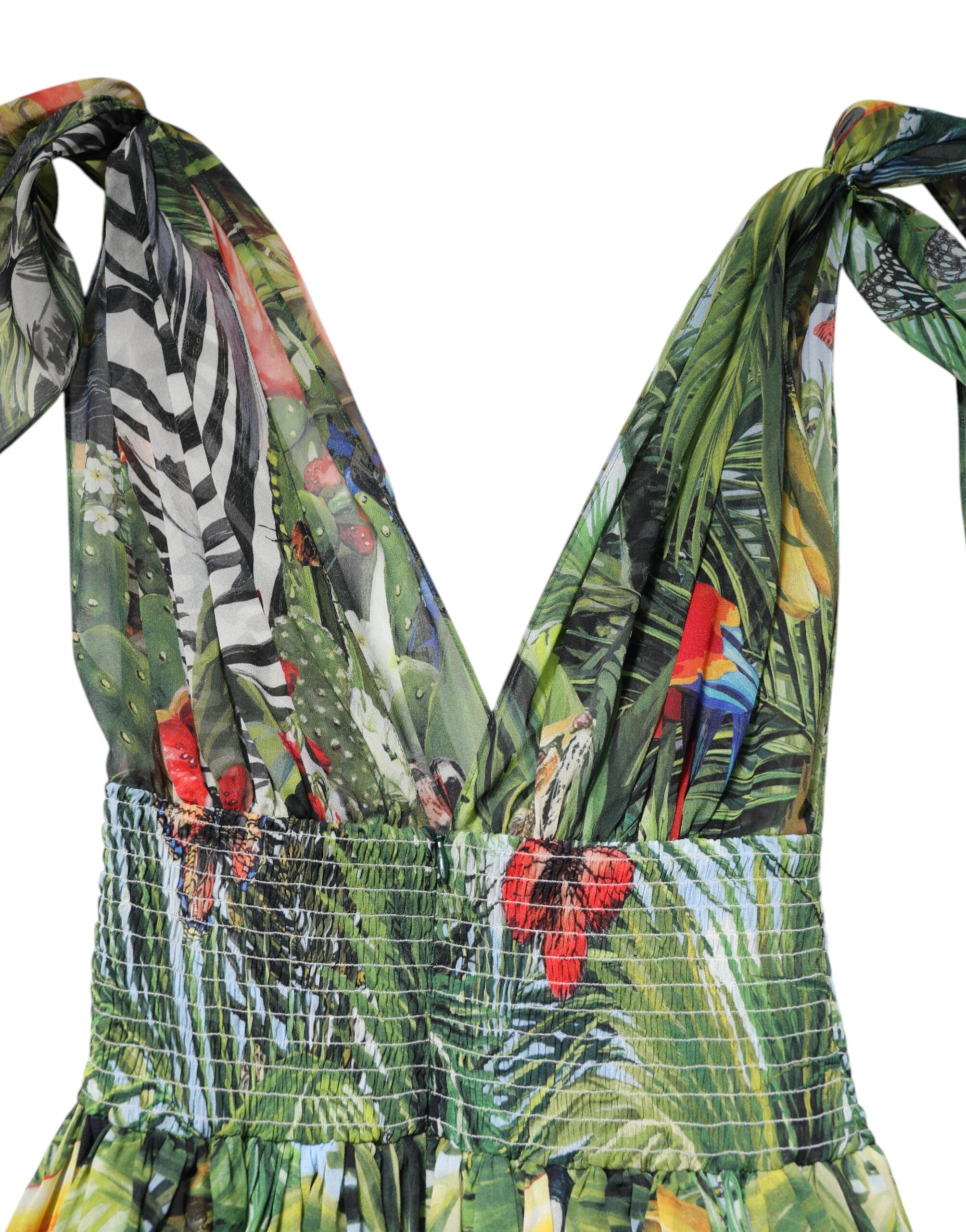 Dolce & Gabbana Green Tropical JunglePrint A-line Maxi Dress