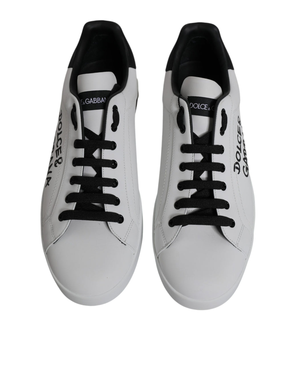 Dolce & Gabbana White Black Leather Portofino Sneaker